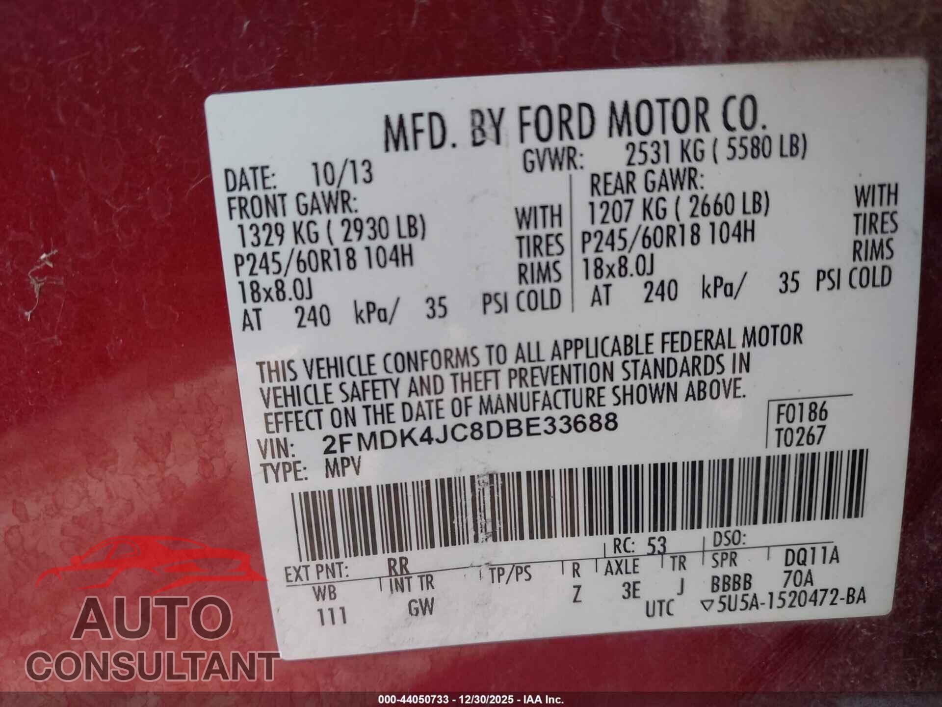 FORD EDGE 2013 - 2FMDK4JC8DBE33688