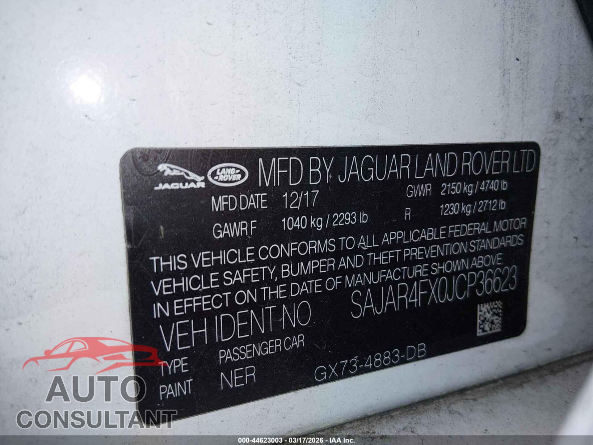 JAGUAR XE 2018 - SAJAR4FX0JCP36623
