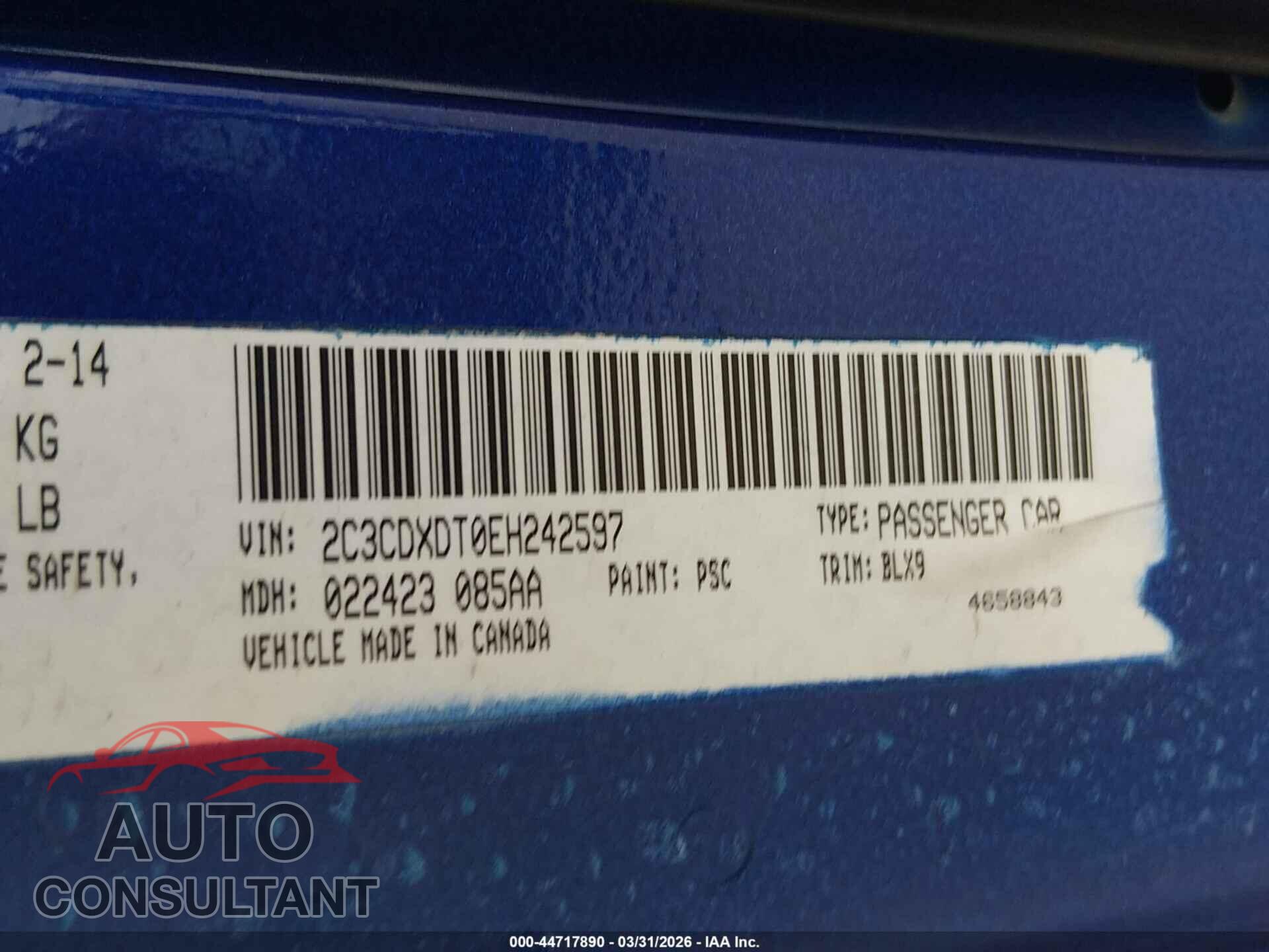 DODGE CHARGER 2014 - 2C3CDXDT0EH242597