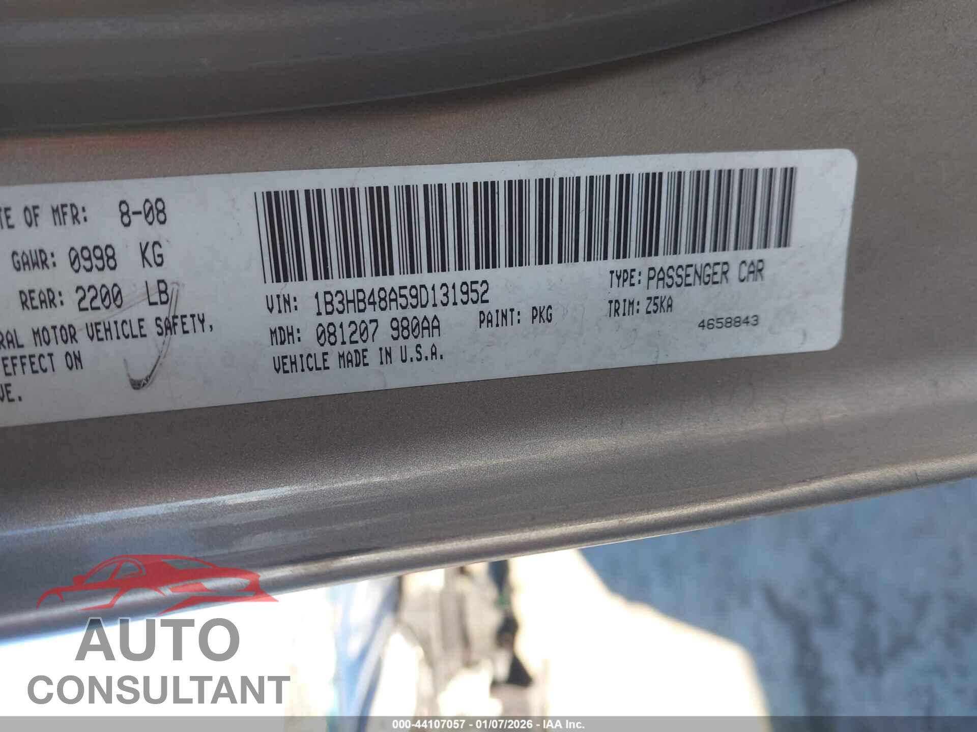 DODGE CALIBER 2009 - 1B3HB48A59D131952