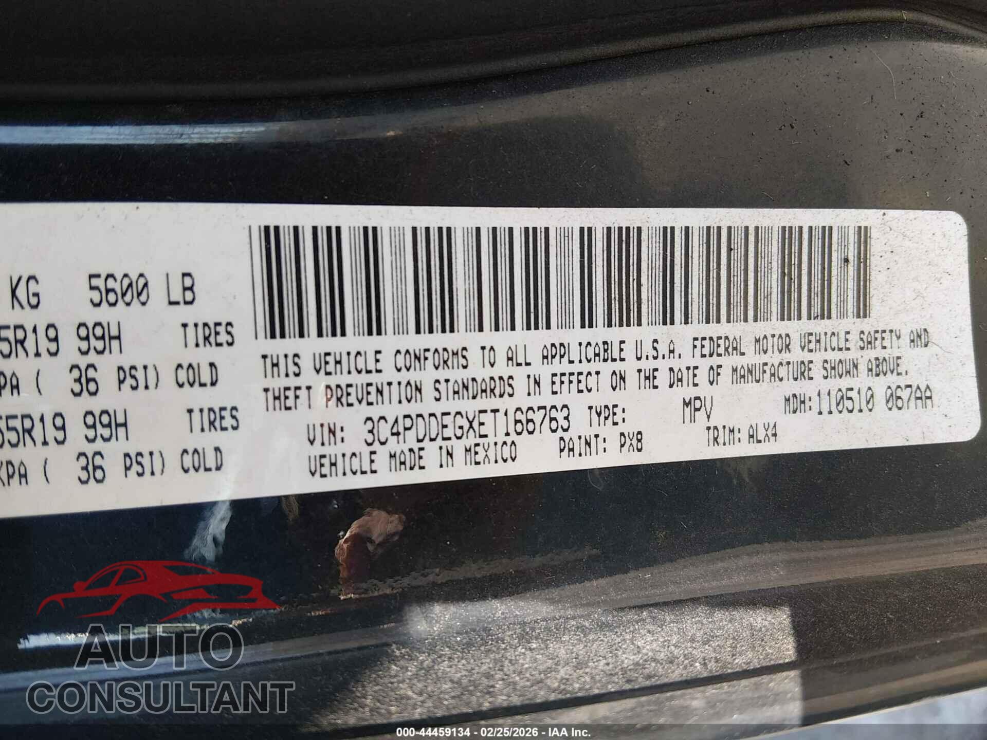 DODGE JOURNEY 2014 - 3C4PDDEGXET166763
