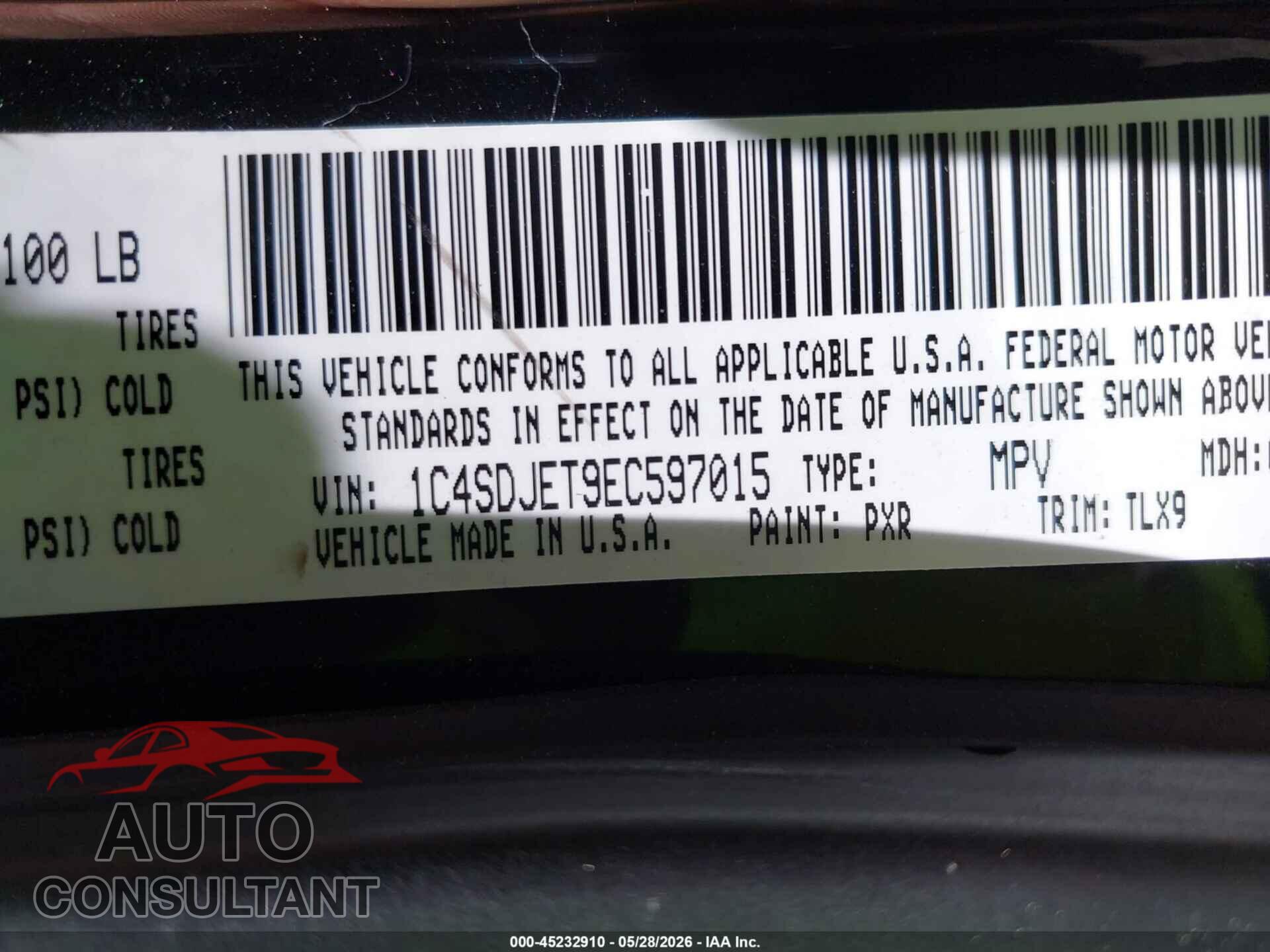 DODGE DURANGO 2014 - 1C4SDJET9EC597015