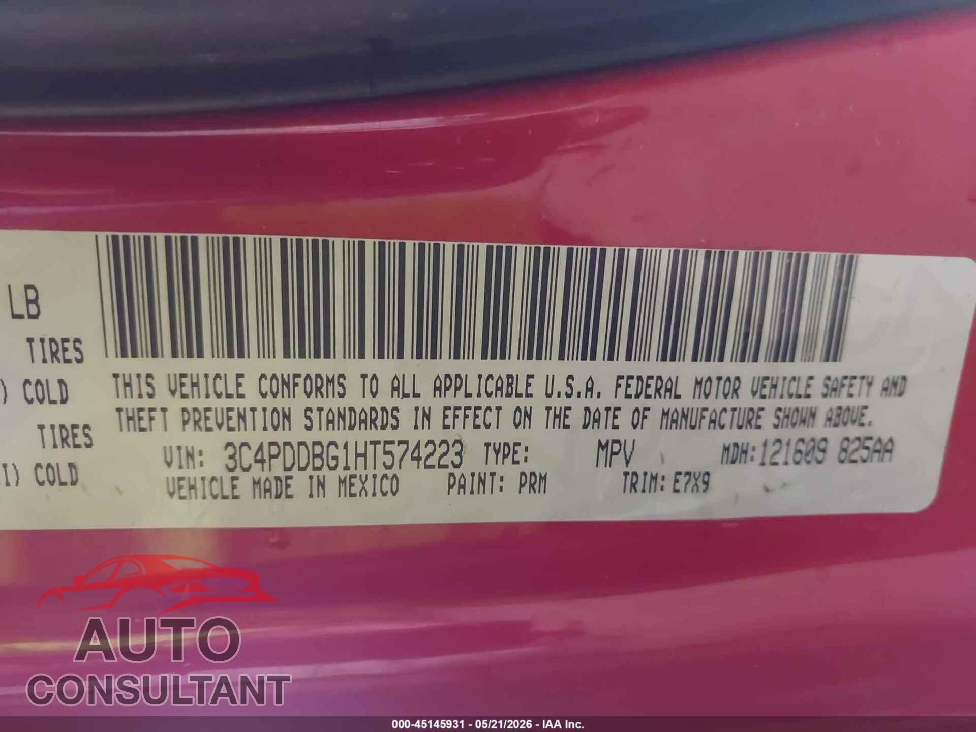 DODGE JOURNEY 2017 - 3C4PDDBG1HT574223