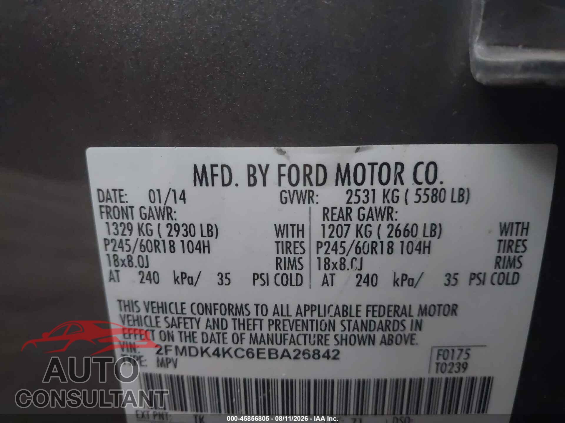 FORD EDGE 2014 - 2FMDK4KC6EBA26842