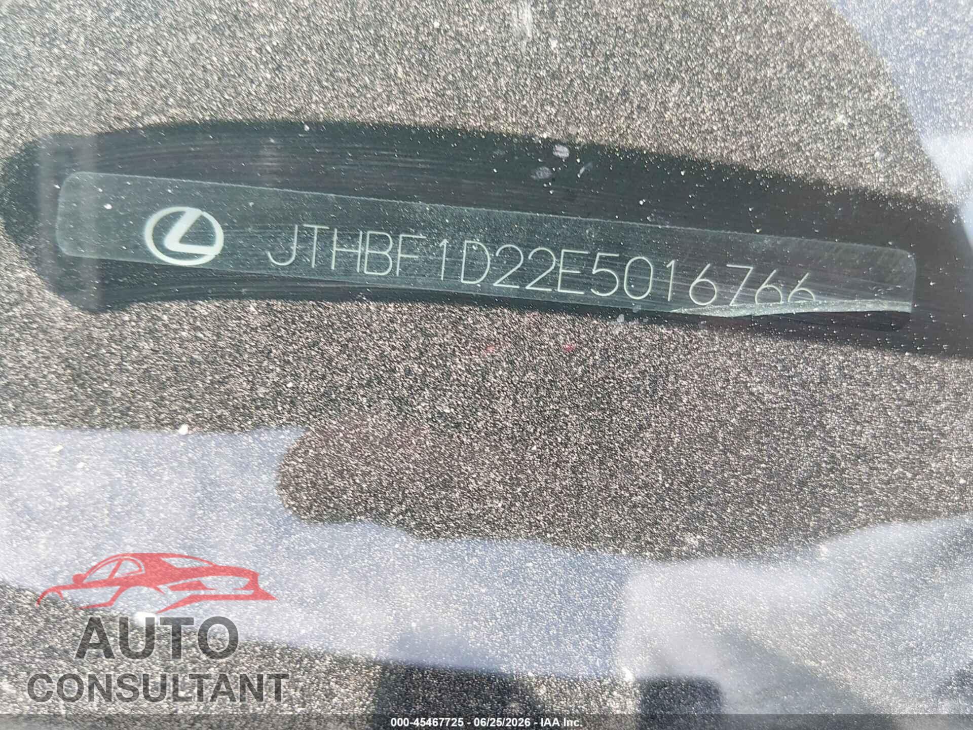 LEXUS IS 250 2014 - JTHBF1D22E5016766