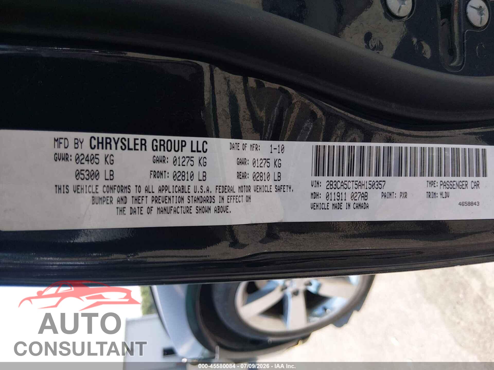 DODGE CHARGER 2010 - 2B3CA5CT5AH150357