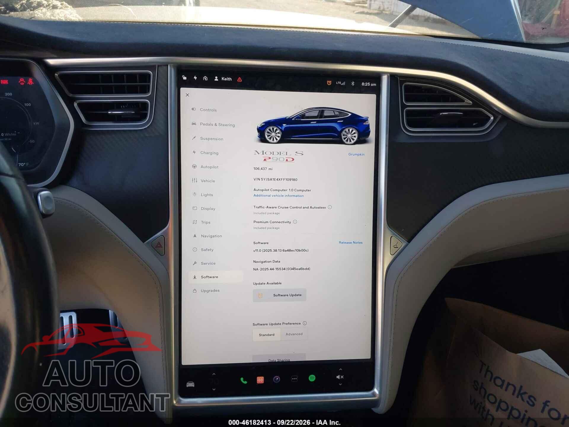 TESLA MODEL S 2015 - 5YJSA1E4XFF109180