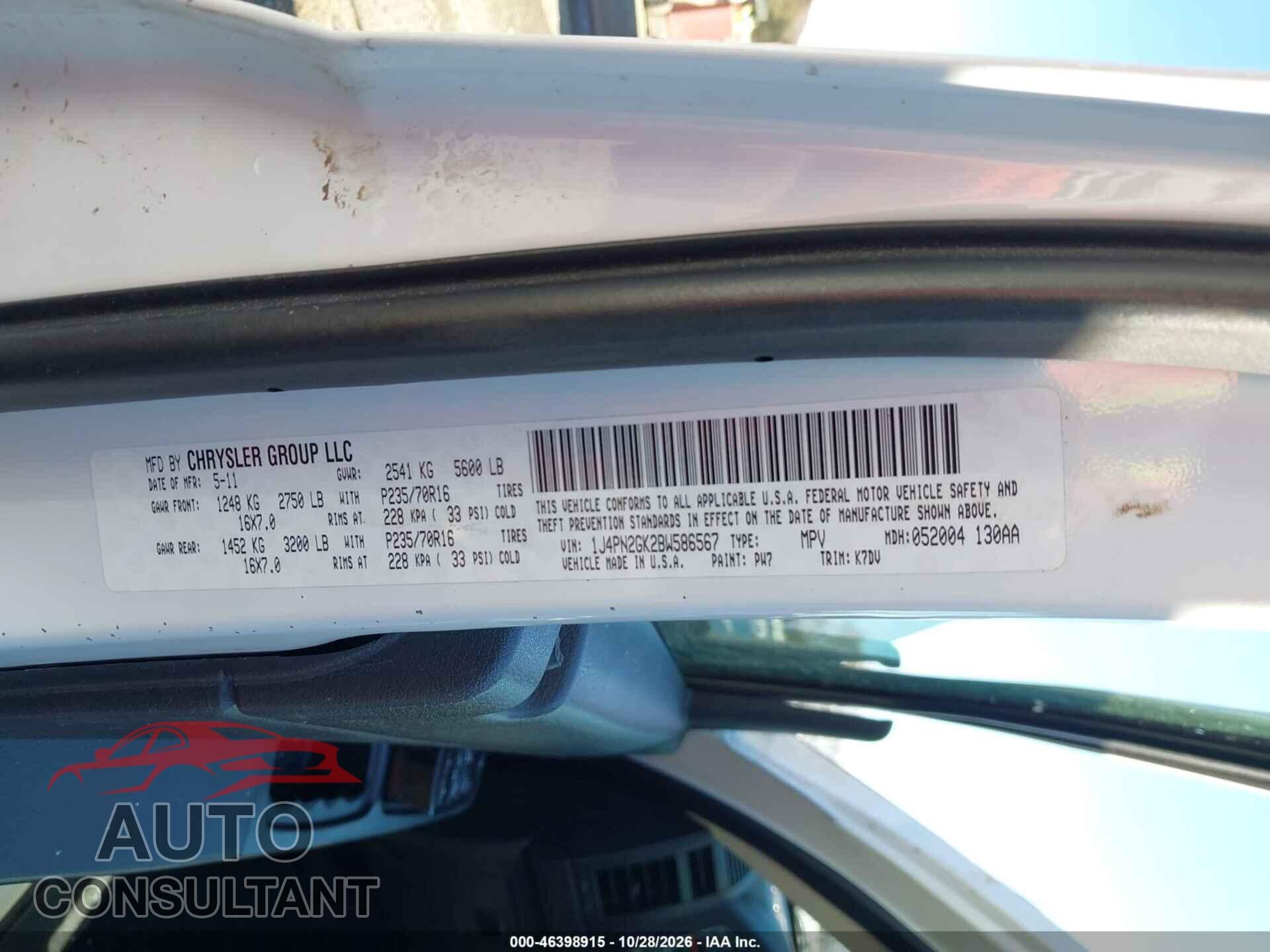 JEEP LIBERTY 2011 - 1J4PN2GK2BW586567