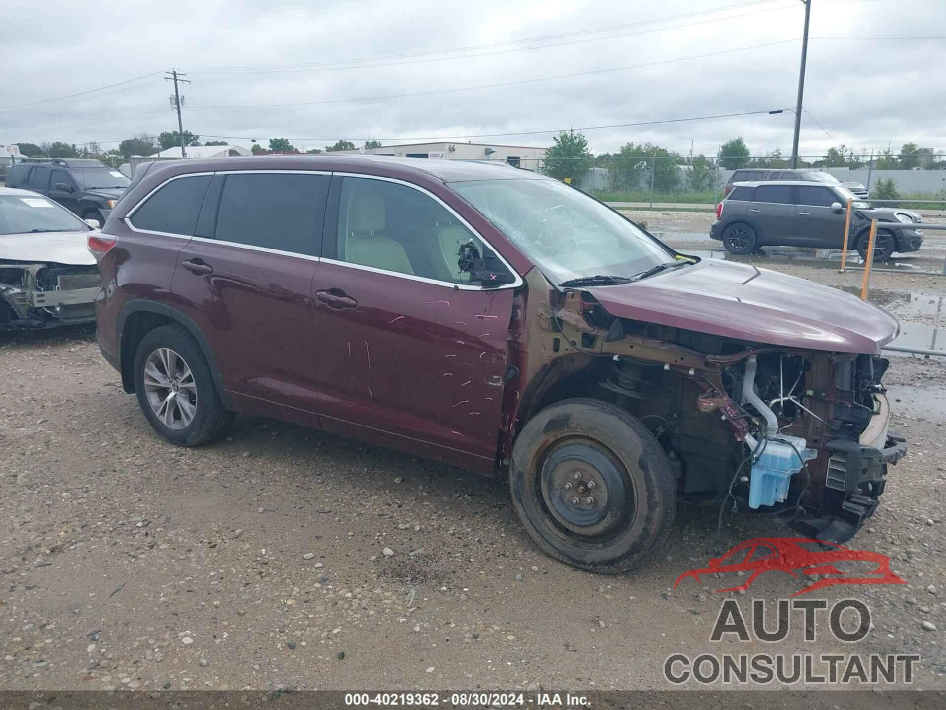 TOYOTA HIGHLANDER 2016 - 5TDBKRFH6GS314652