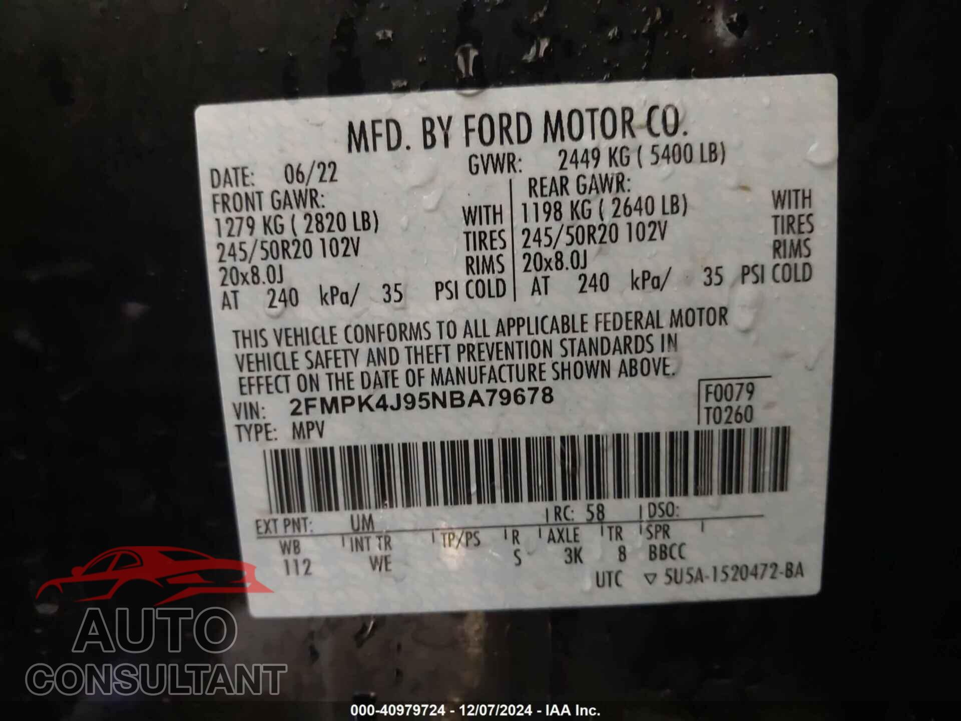FORD EDGE 2022 - 2FMPK4J95NBA79678