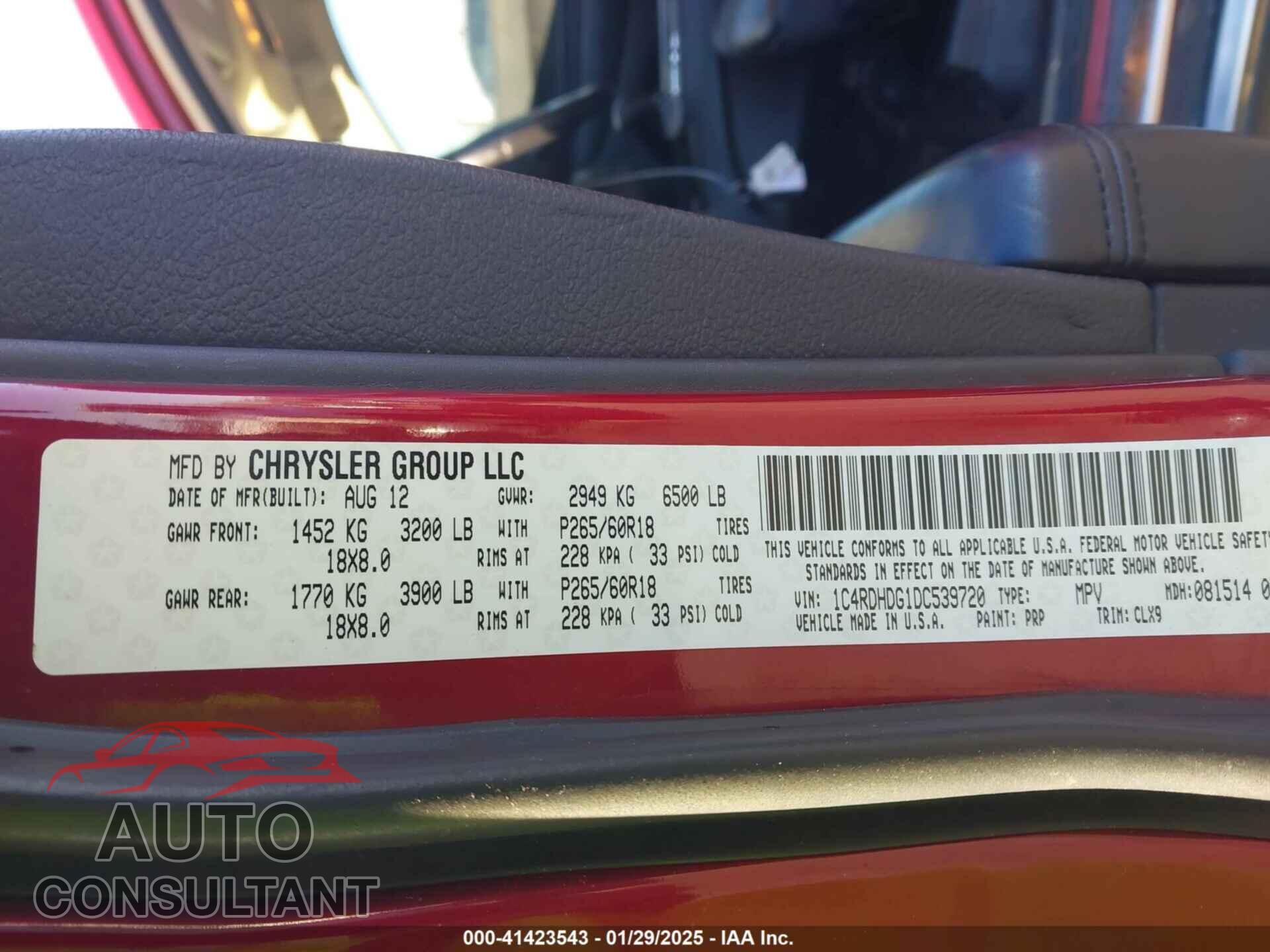 DODGE DURANGO 2013 - 1C4RDHDG1DC539720