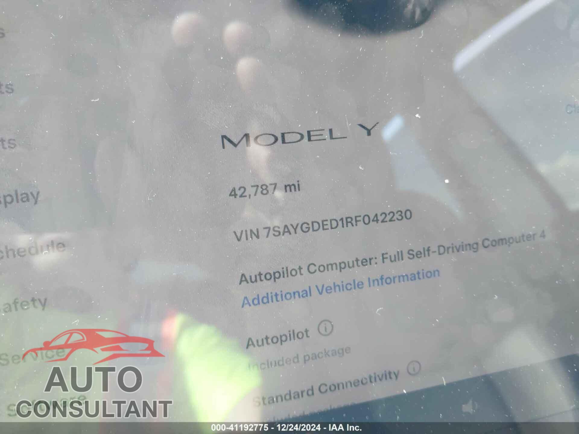 TESLA MODEL Y 2024 - 7SAYGDED1RF042230