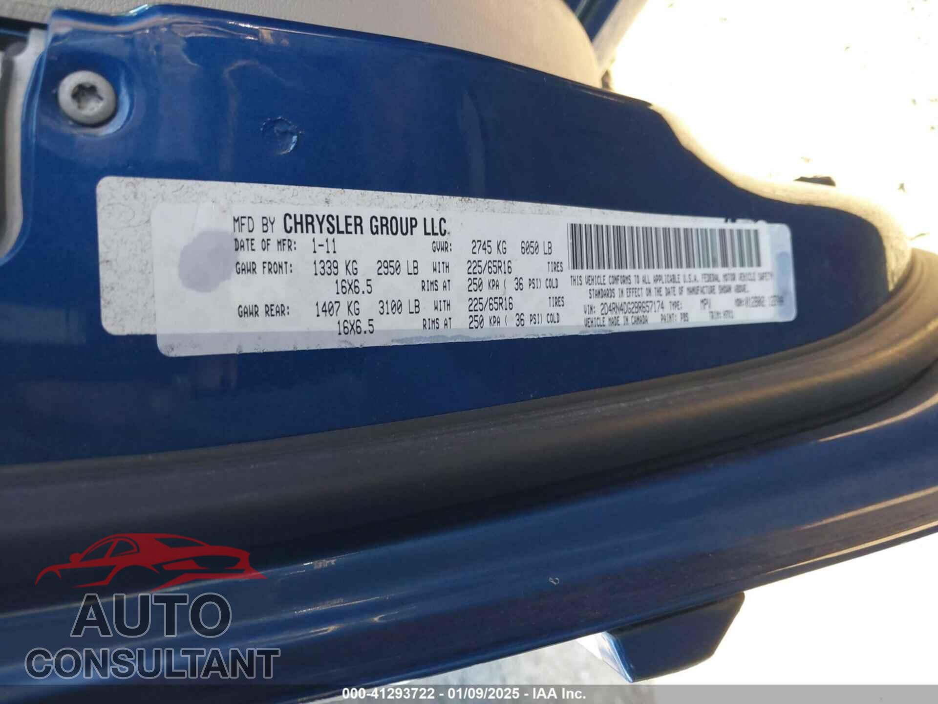 DODGE GRAND CARAVAN 2011 - 2D4RN4DG2BR657174