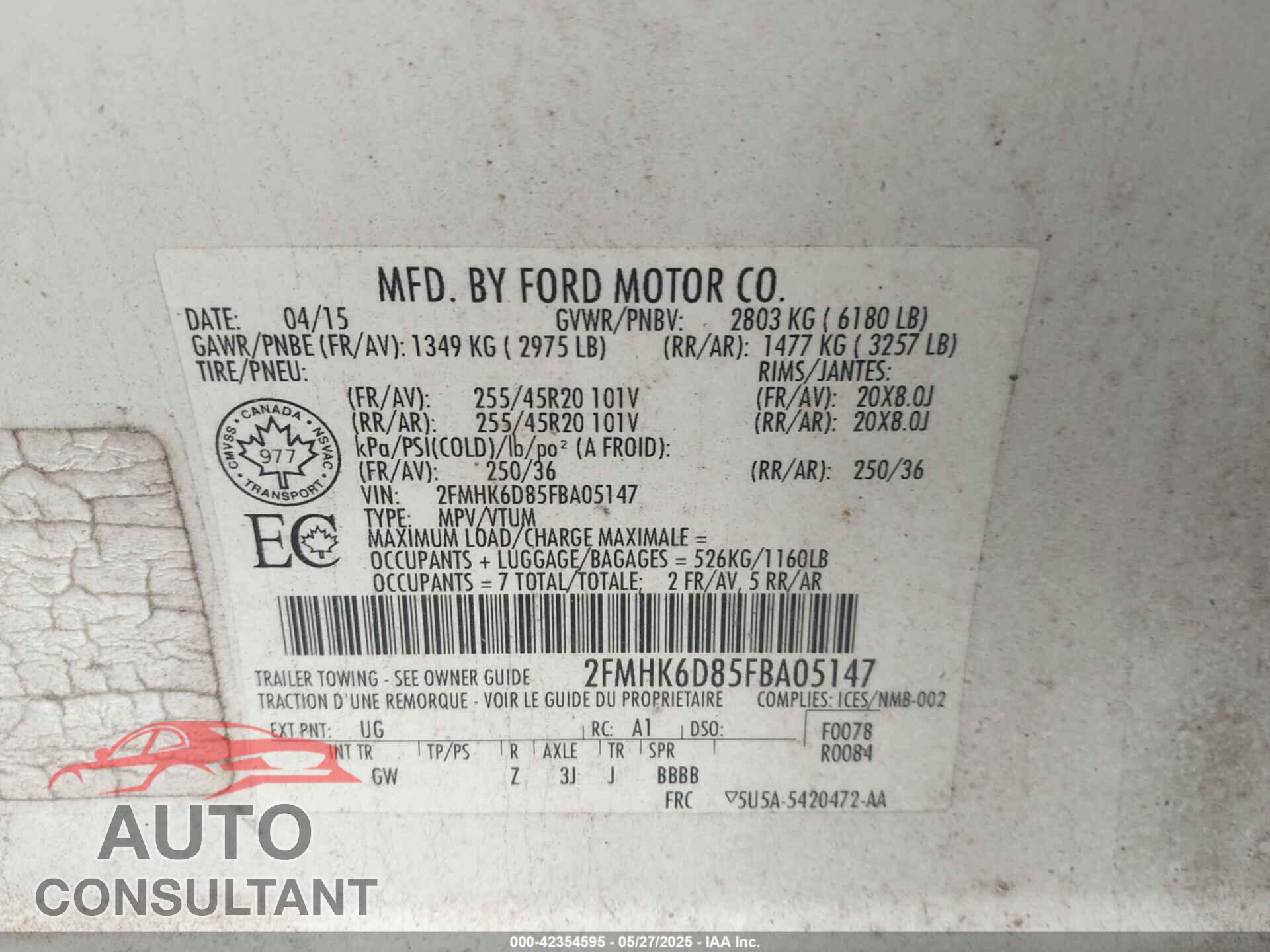 FORD FLEX 2015 - 2FMHK6D85FBA05147