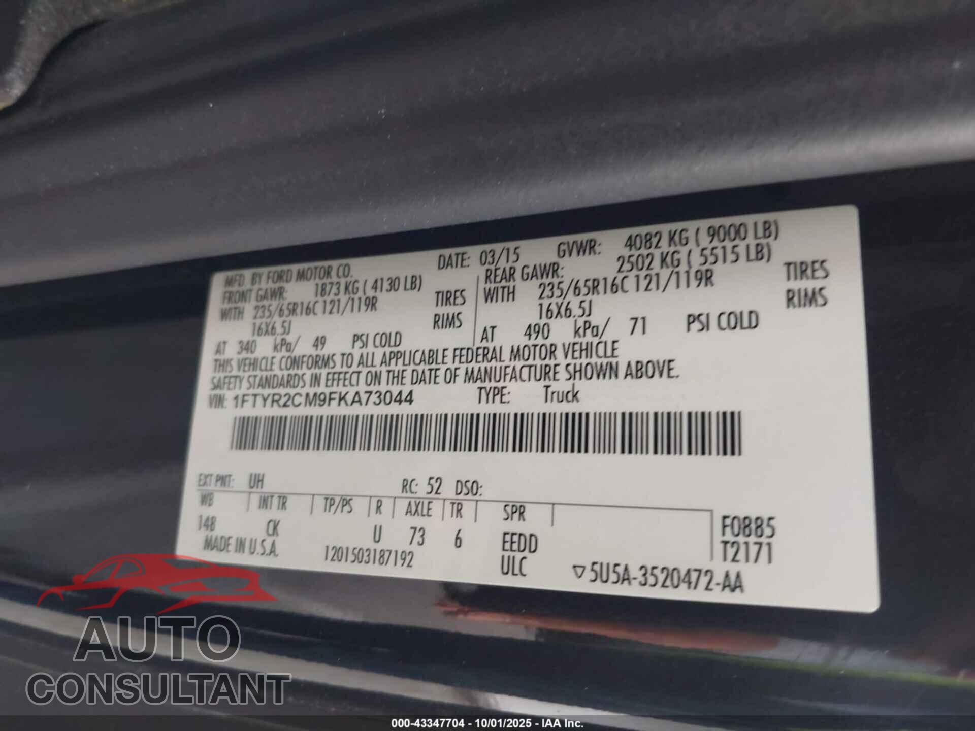 FORD TRANSIT-250 2015 - 1FTYR2CM9FKA73044
