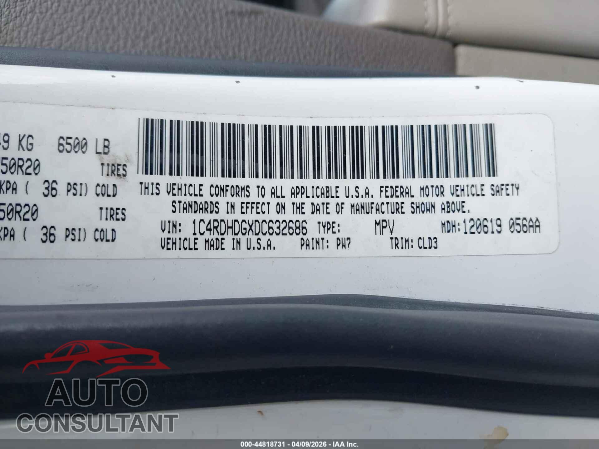 DODGE DURANGO 2013 - 1C4RDHDGXDC632686
