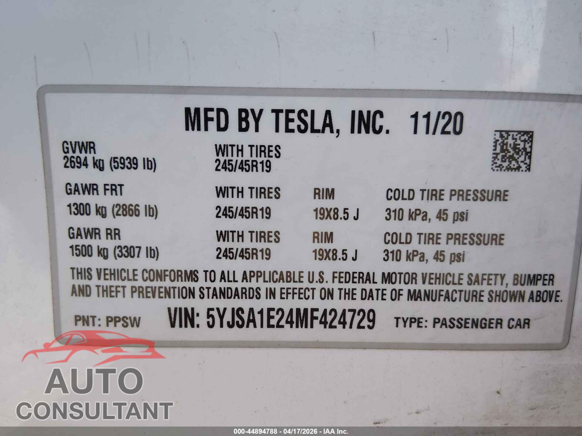 TESLA MODEL S 2021 - 5YJSA1E24MF424729