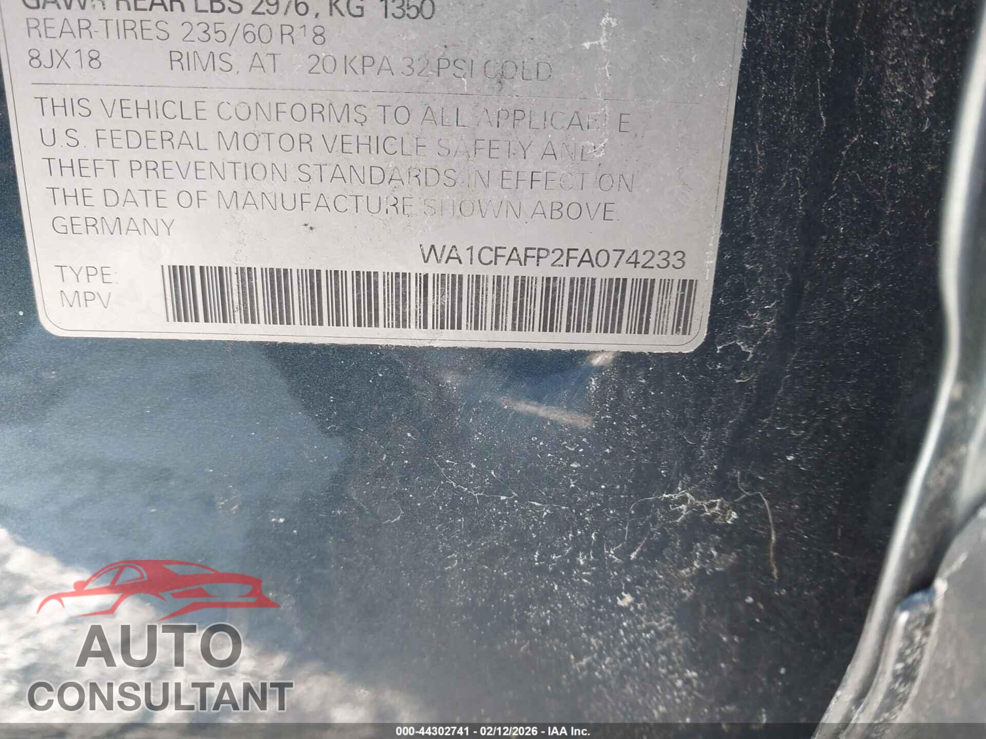 AUDI Q5 2015 - WA1CFAFP2FA074233