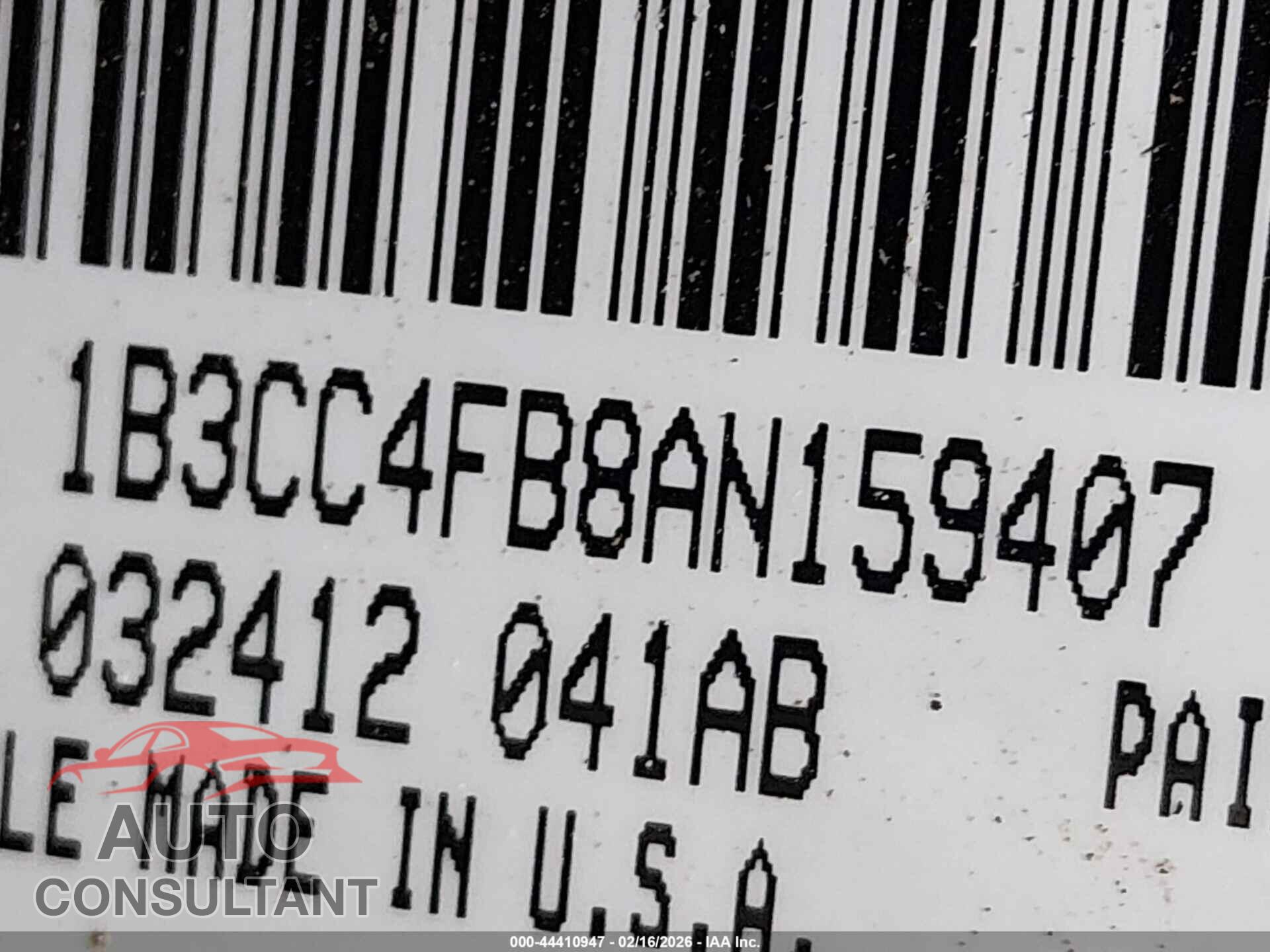 DODGE AVENGER 2010 - 1B3CC4FB8AN159407