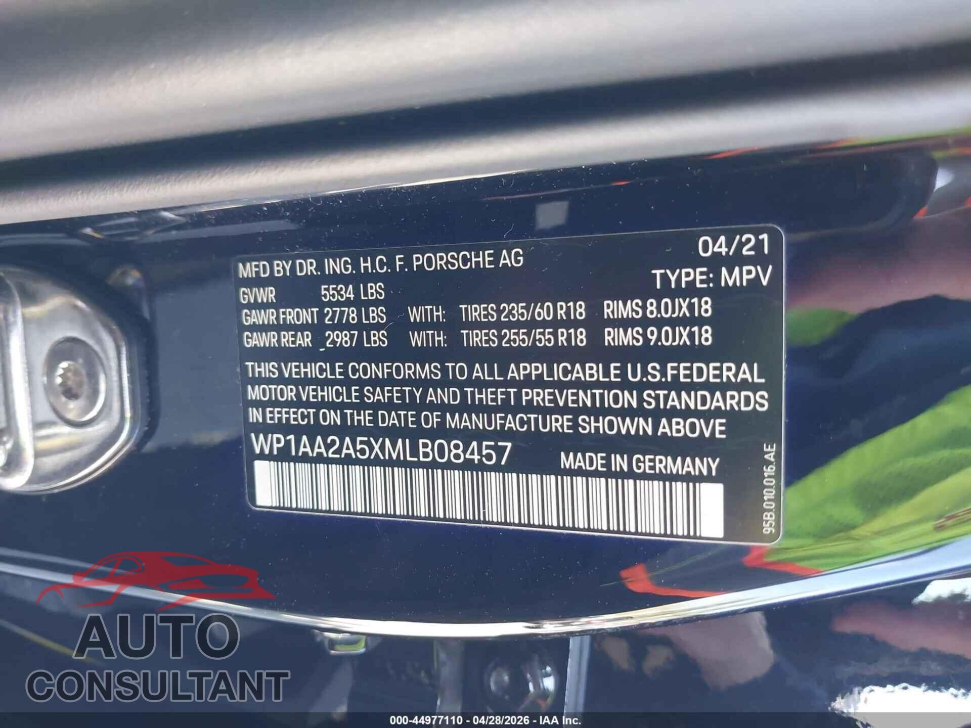 PORSCHE MACAN 2021 - WP1AA2A5XMLB08457