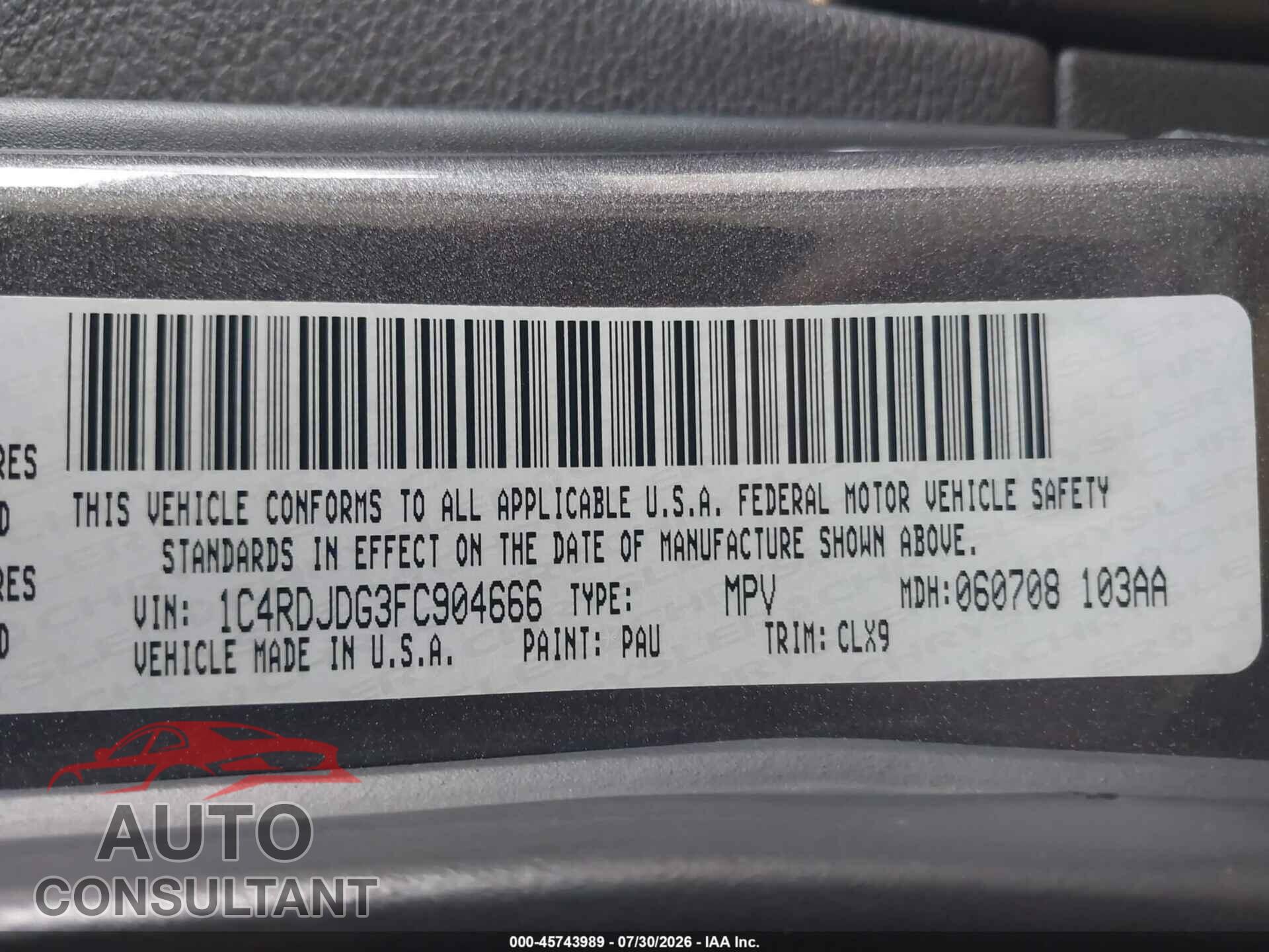 DODGE DURANGO 2015 - 1C4RDJDG3FC904666