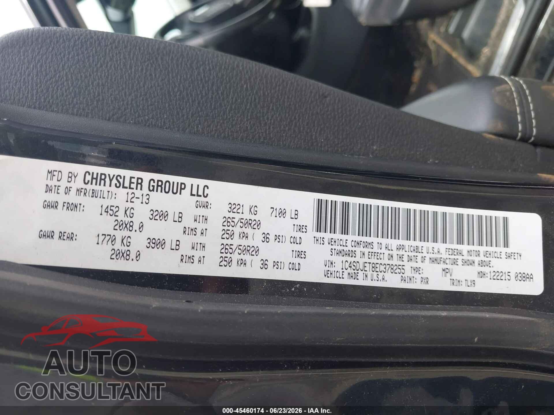 DODGE DURANGO 2014 - 1C4SDJET8EC378255