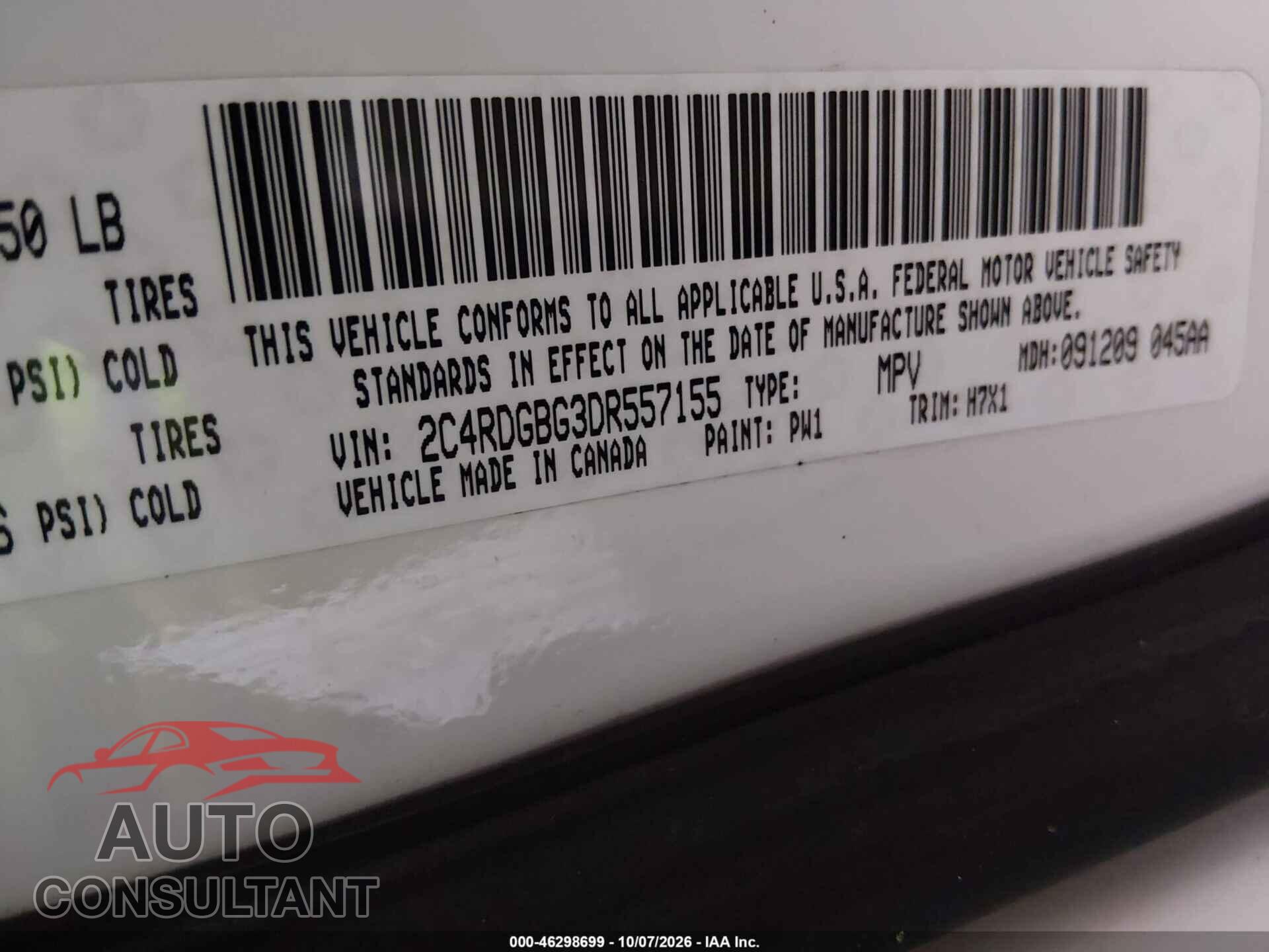 DODGE GRAND CARAVAN 2013 - 2C4RDGBG3DR557155