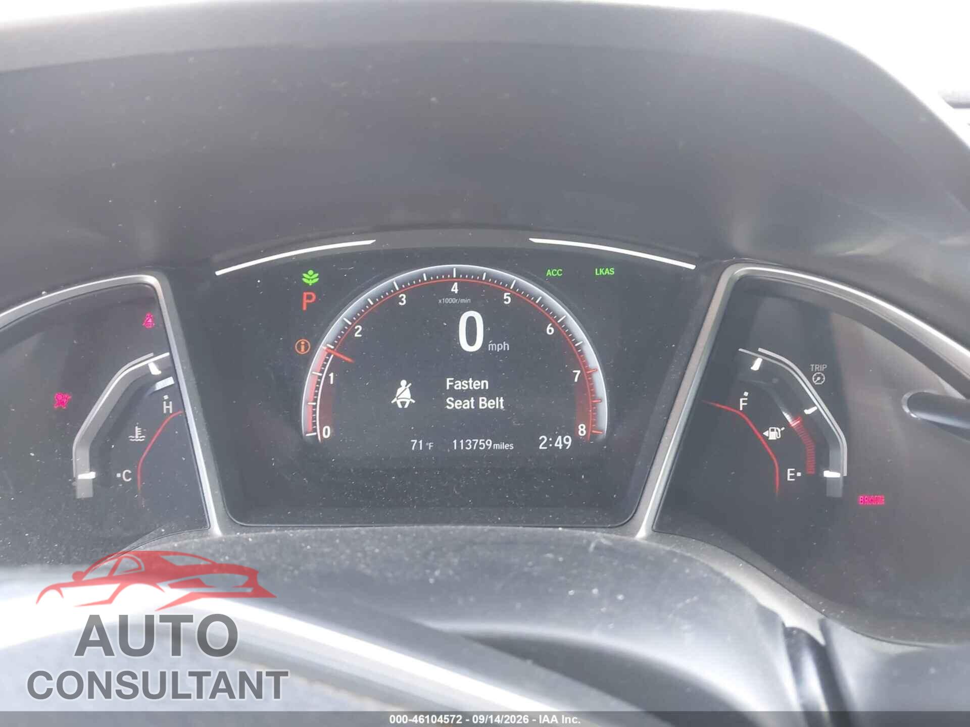 HONDA CIVIC 2019 - 2HGFC2F80KH537493