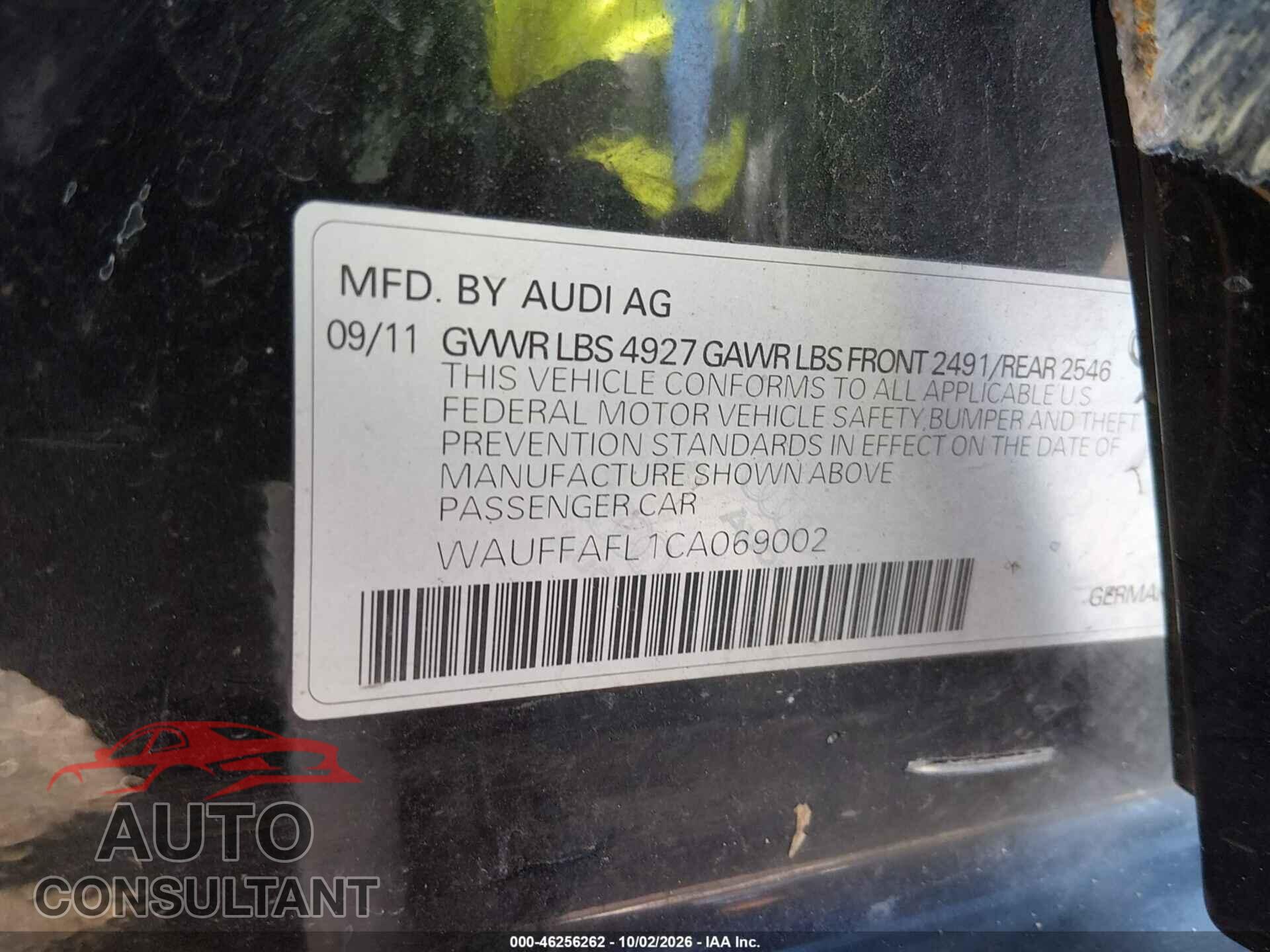 AUDI A4 2012 - WAUFFAFL1CA069002