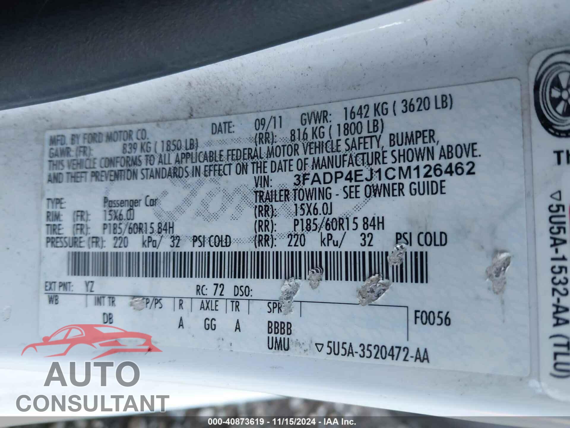 FORD FIESTA 2012 - 3FADP4EJ1CM126462