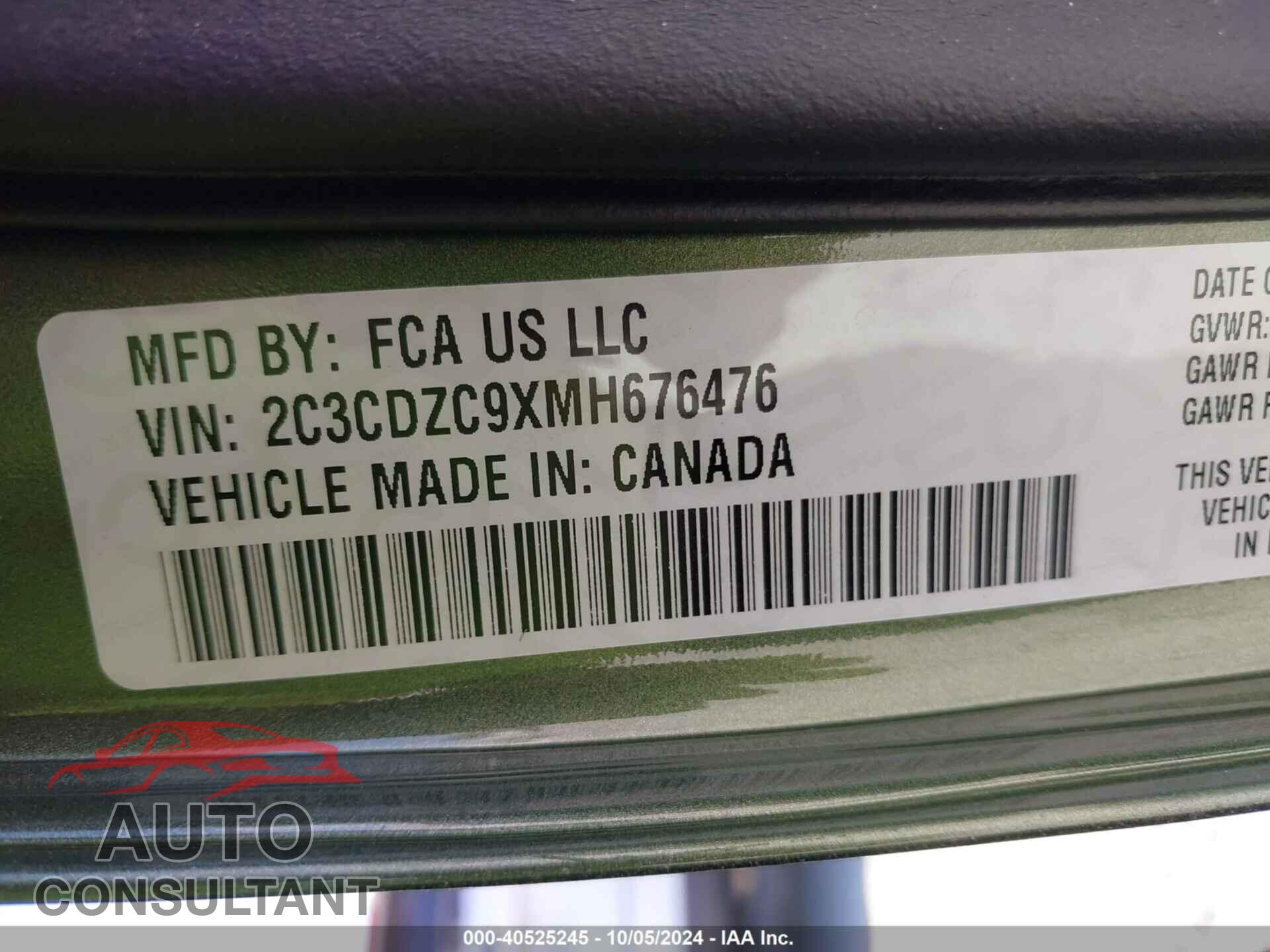 DODGE CHALLENGER 2021 - 2C3CDZC9XMH676476