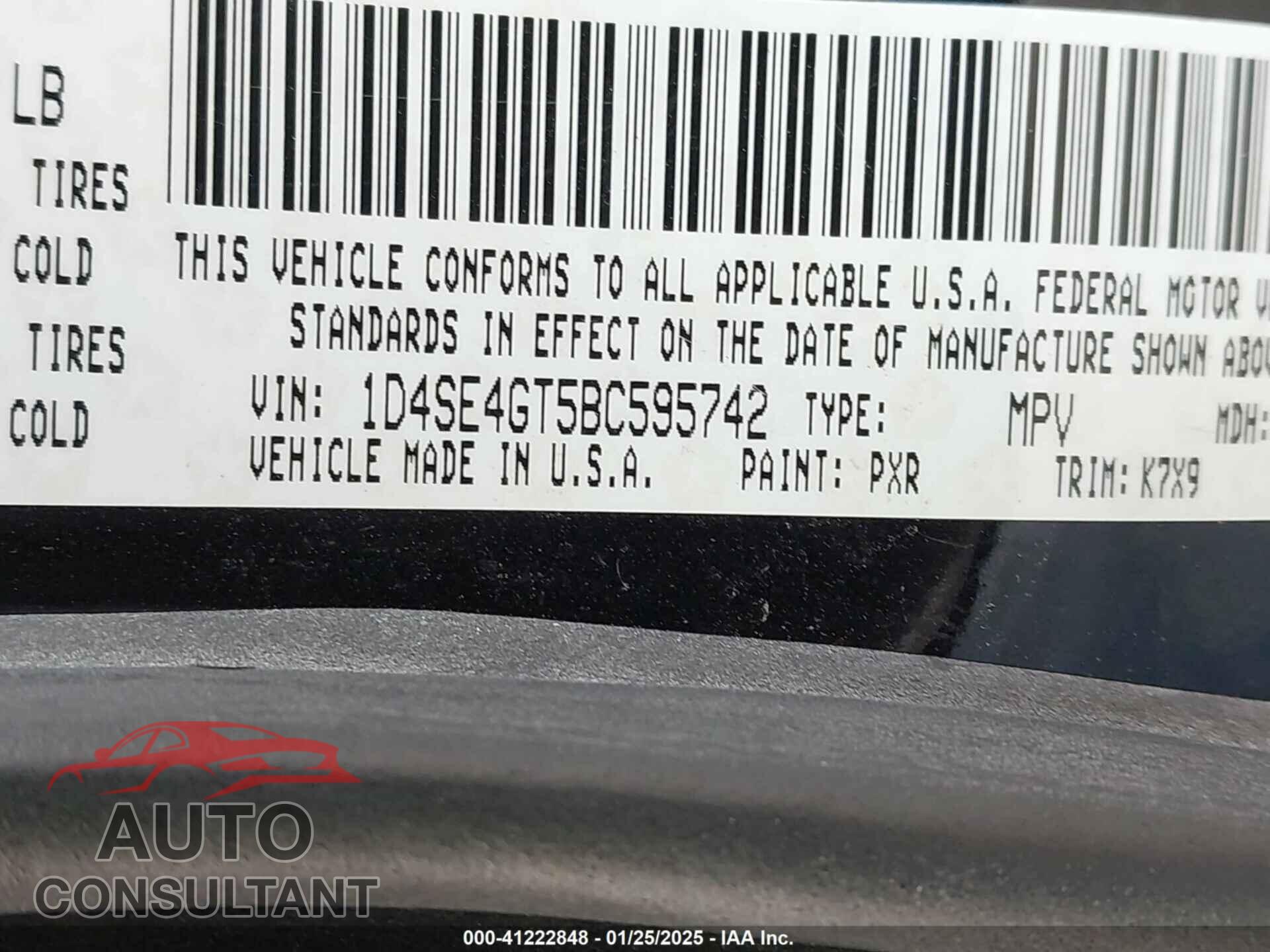 DODGE DURANGO 2011 - 1D4SE4GT5BC595742