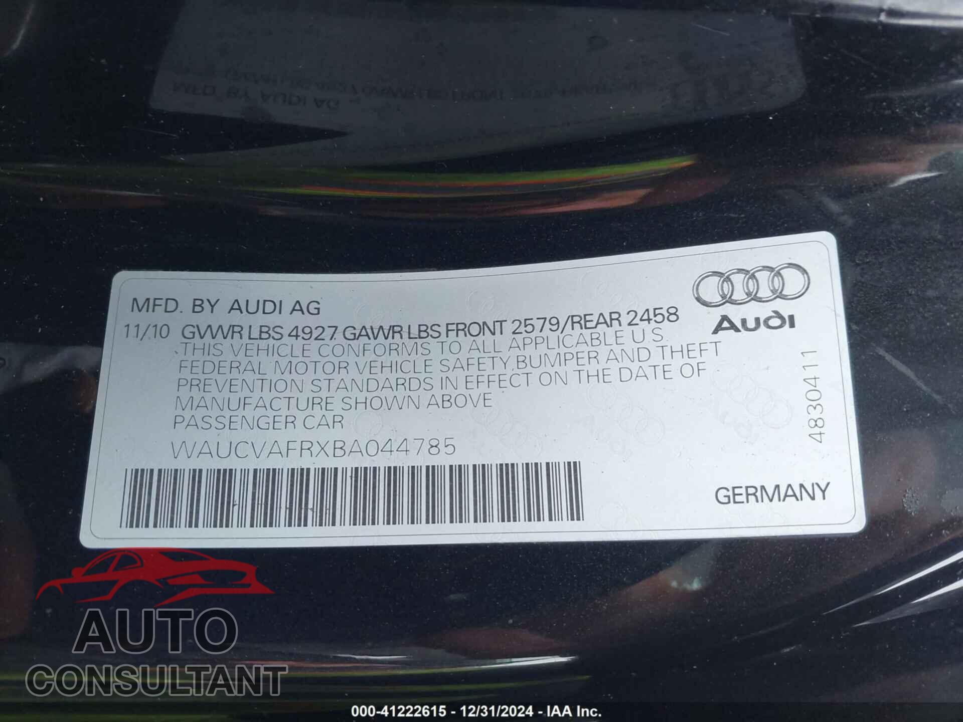 AUDI S5 2011 - WAUCVAFRXBA044785