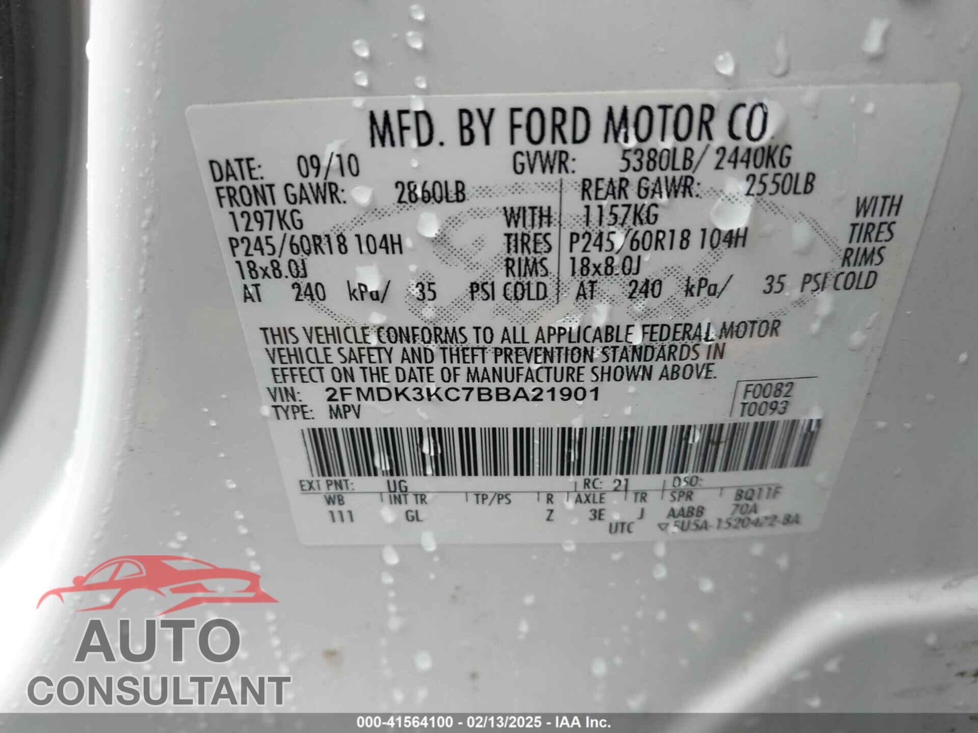 FORD EDGE 2011 - 2FMDK3KC7BBA21901