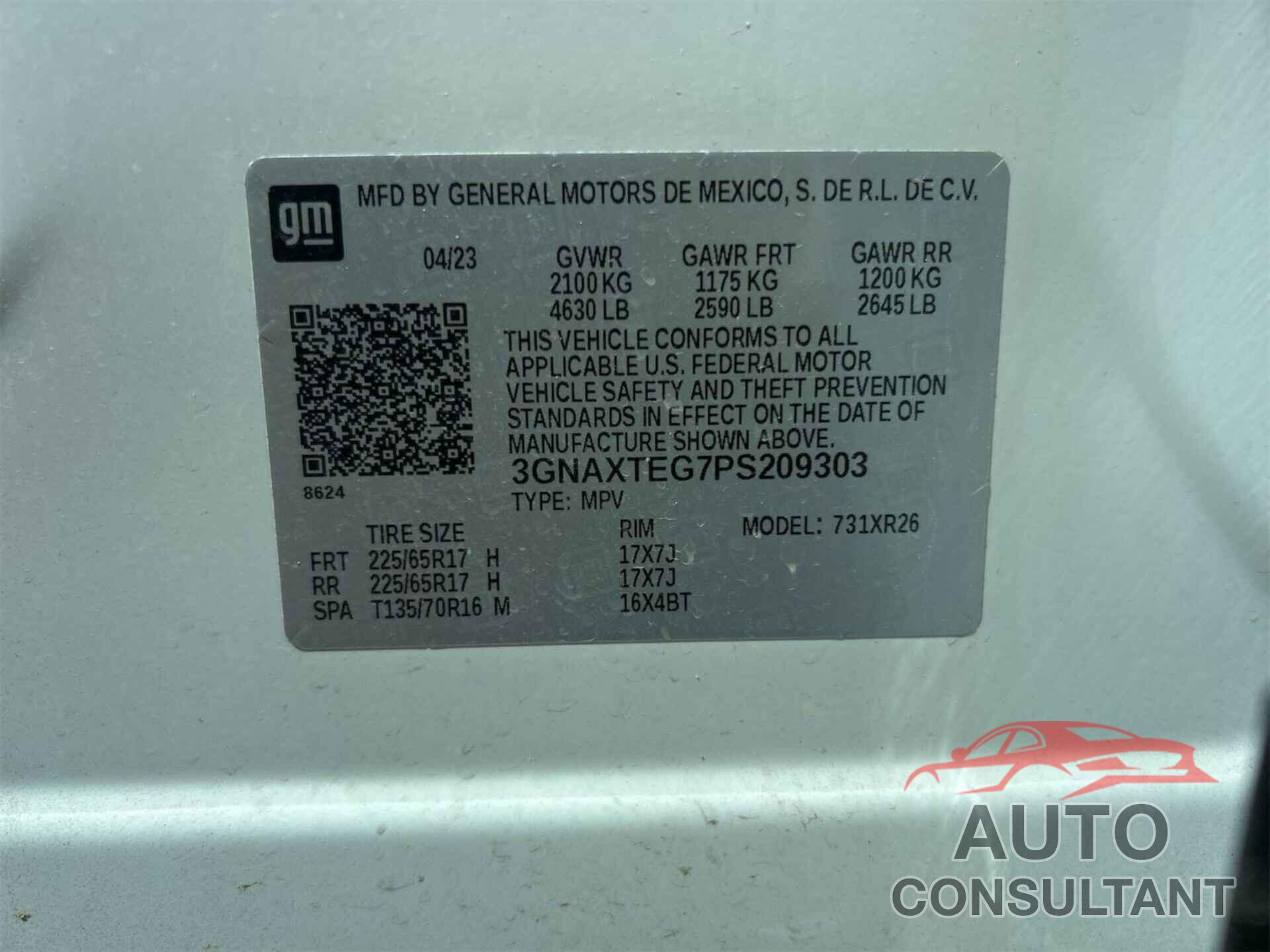 CHEVROLET EQUINOX 2023 - 3GNAXTEG7PS209303
