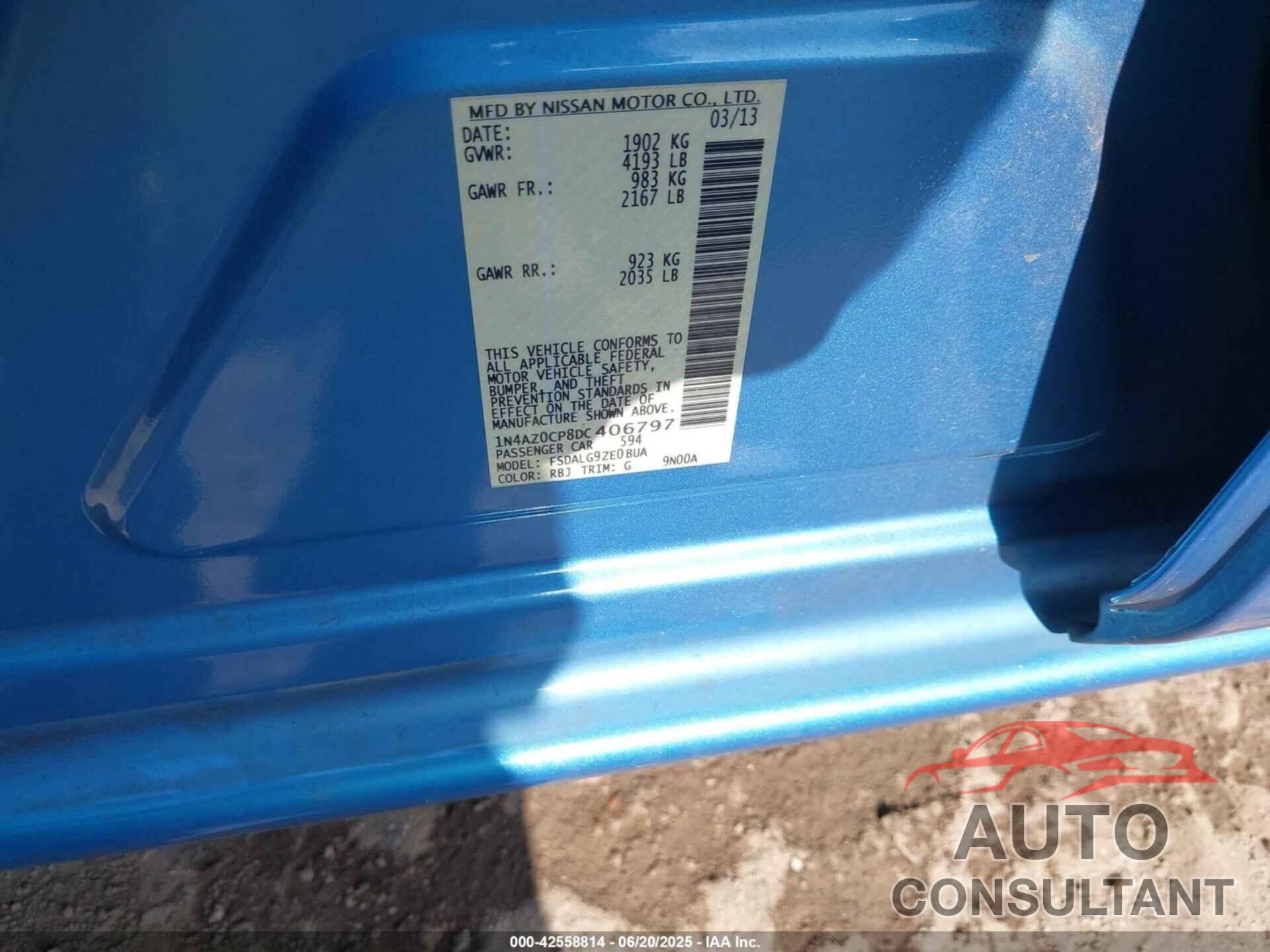NISSAN LEAF 2013 - 1N4AZ0CP8DC406797