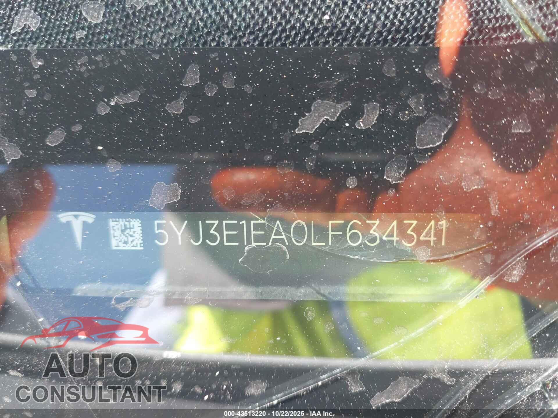 TESLA MODEL 3 2020 - 5YJ3E1EA0LF634341
