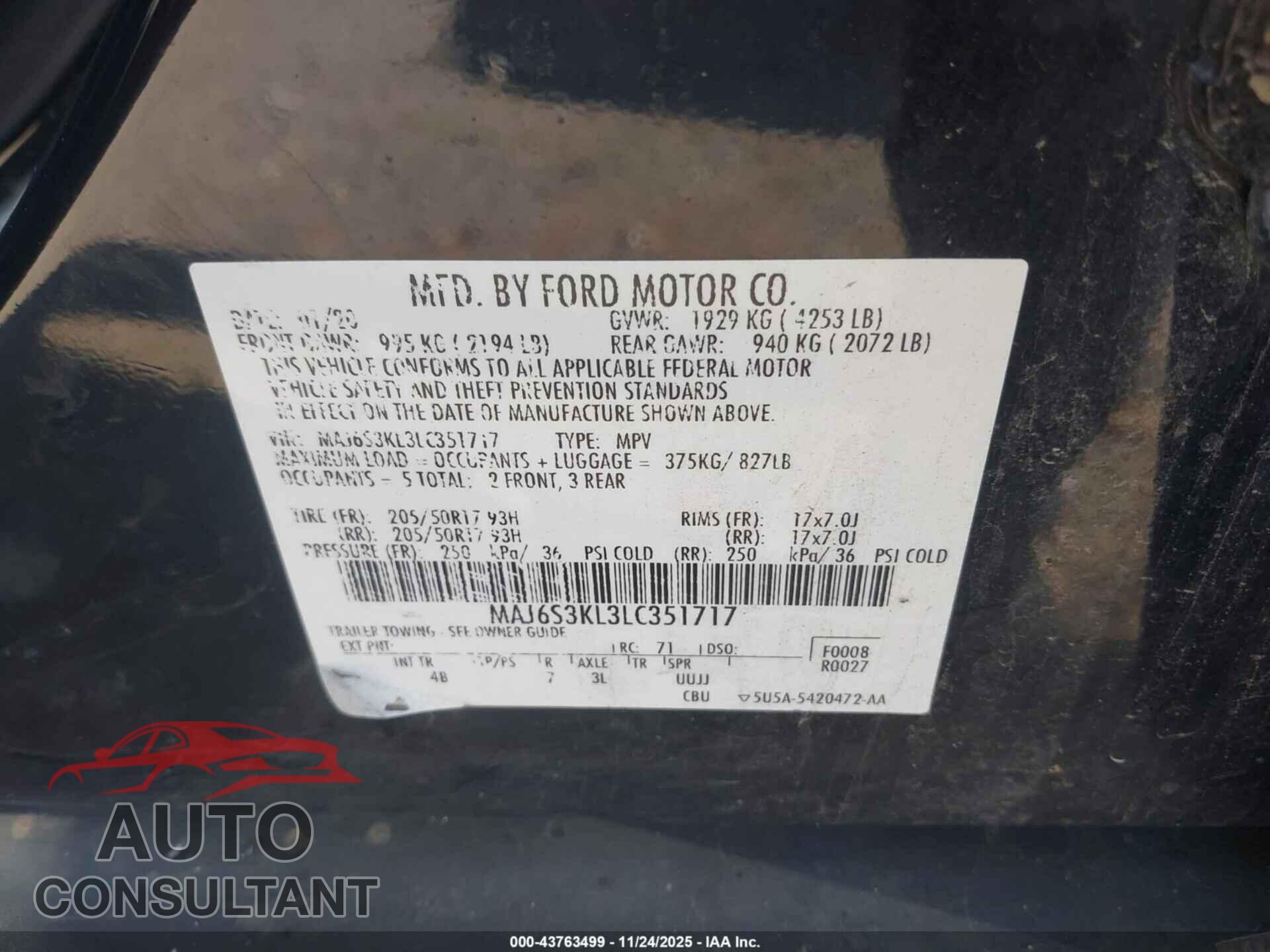FORD ECOSPORT 2020 - MAJ6S3KL3LC351717