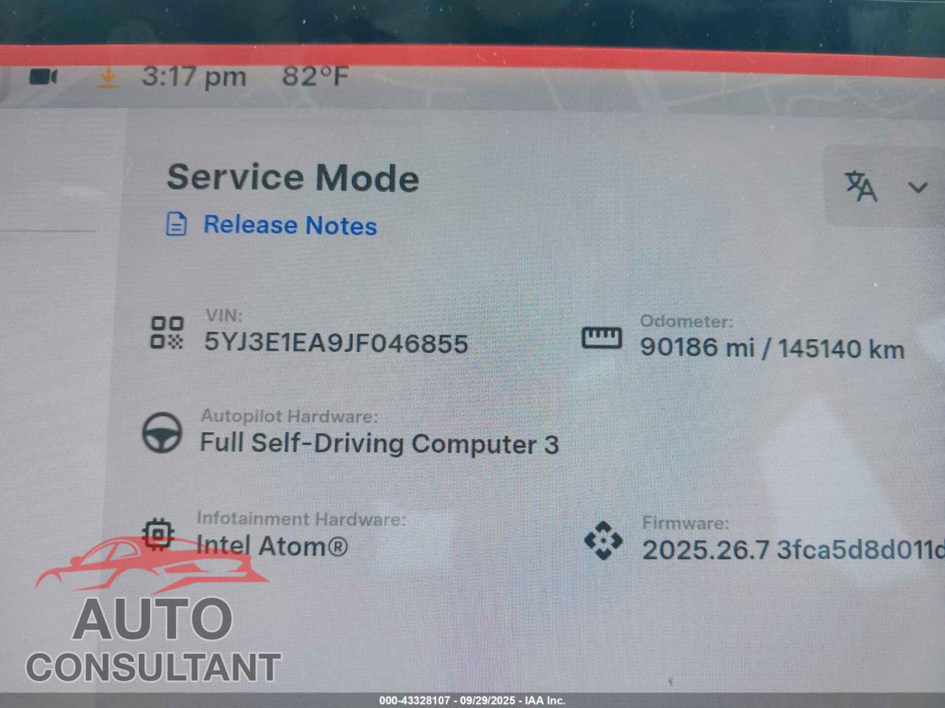 TESLA MODEL 3 2018 - 5YJ3E1EA9JF046855