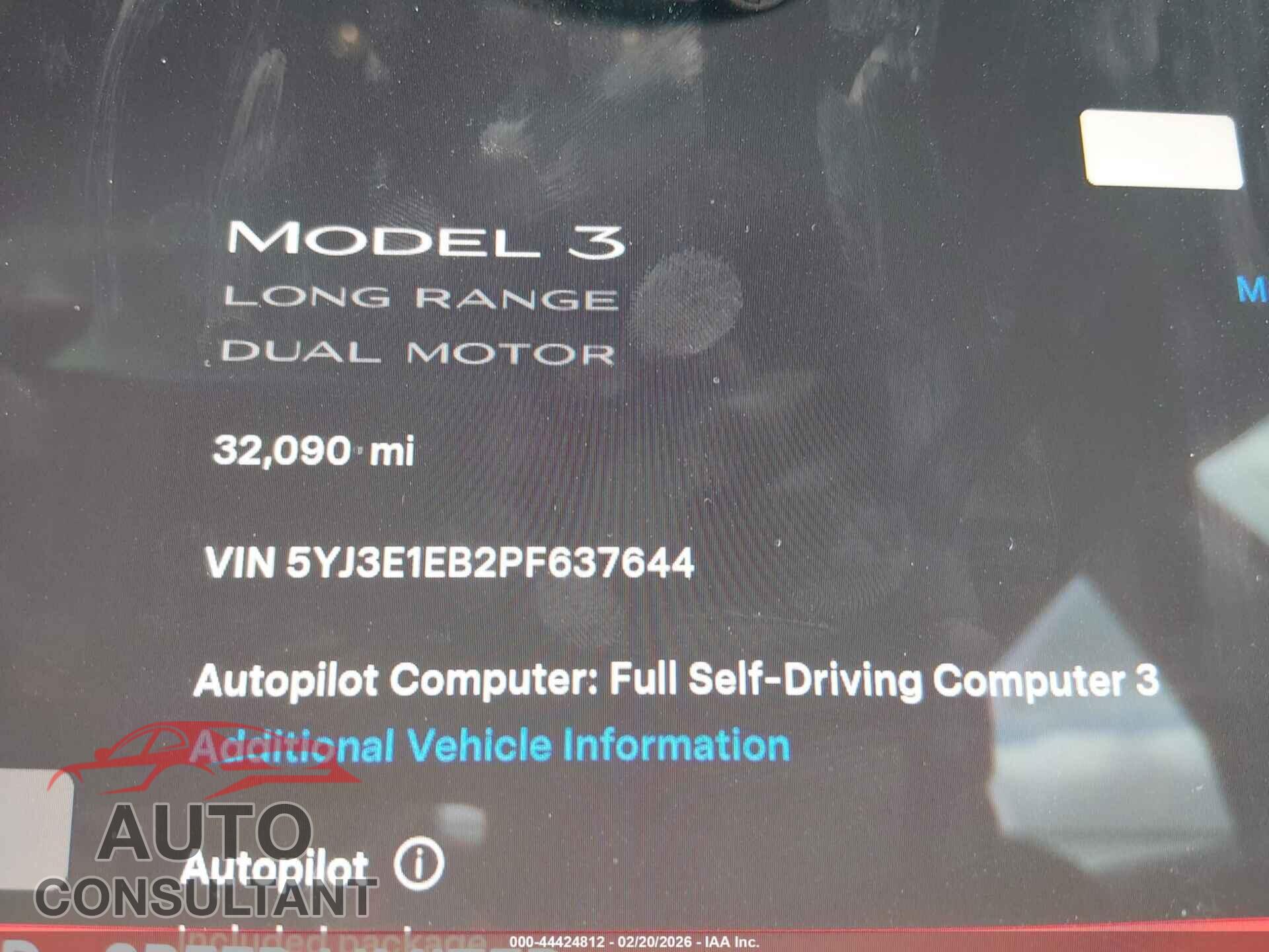 TESLA MODEL 3 2023 - 5YJ3E1EB2PF637644