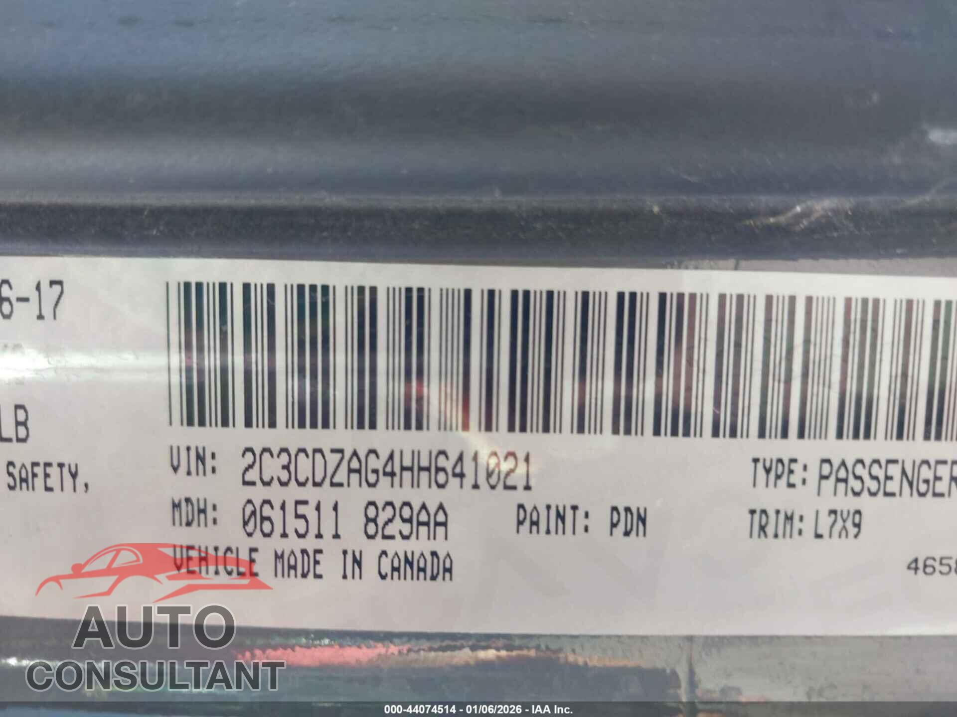 DODGE CHALLENGER 2017 - 2C3CDZAG4HH641021