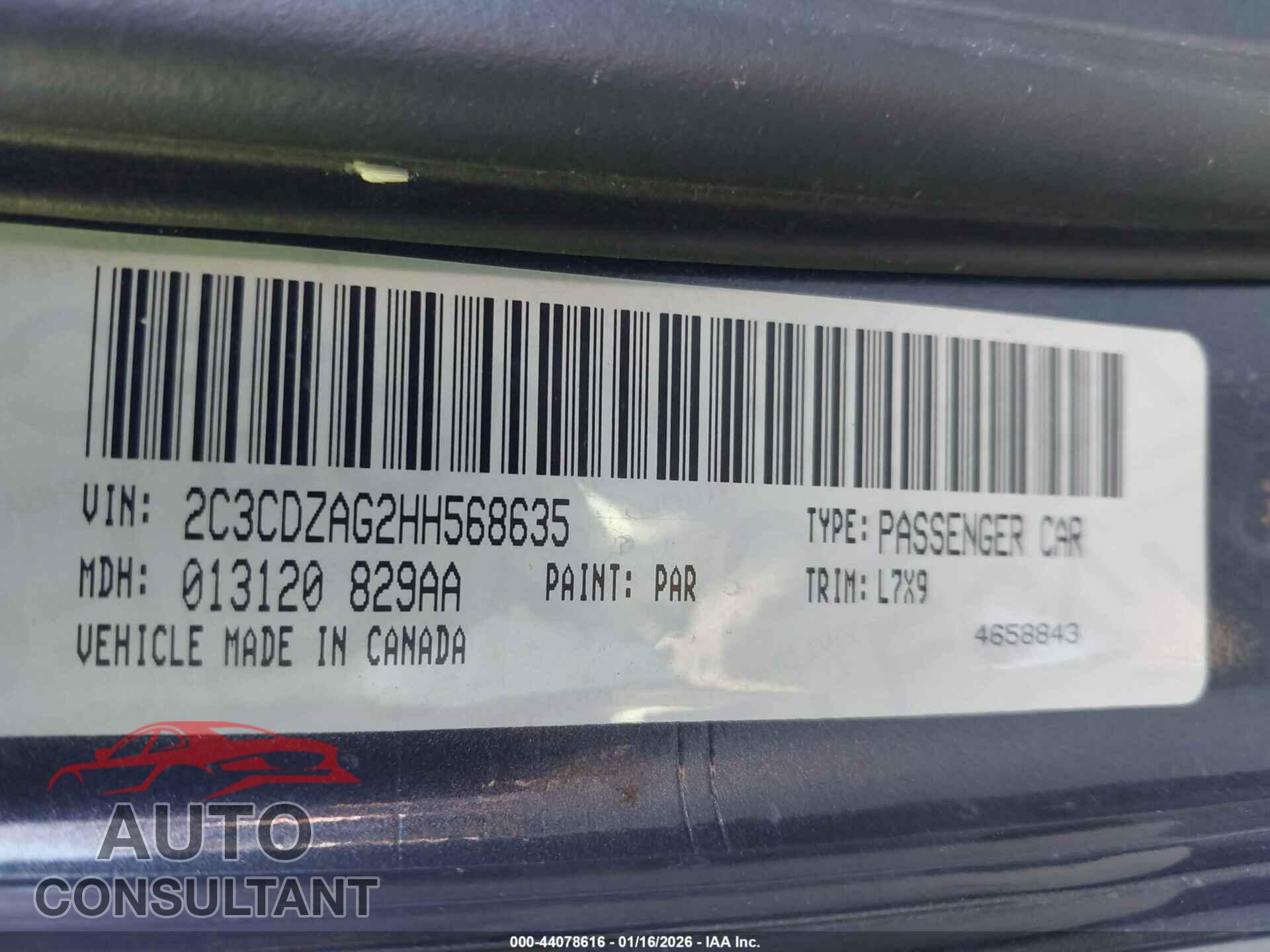 DODGE CHALLENGER 2017 - 2C3CDZAG2HH568635