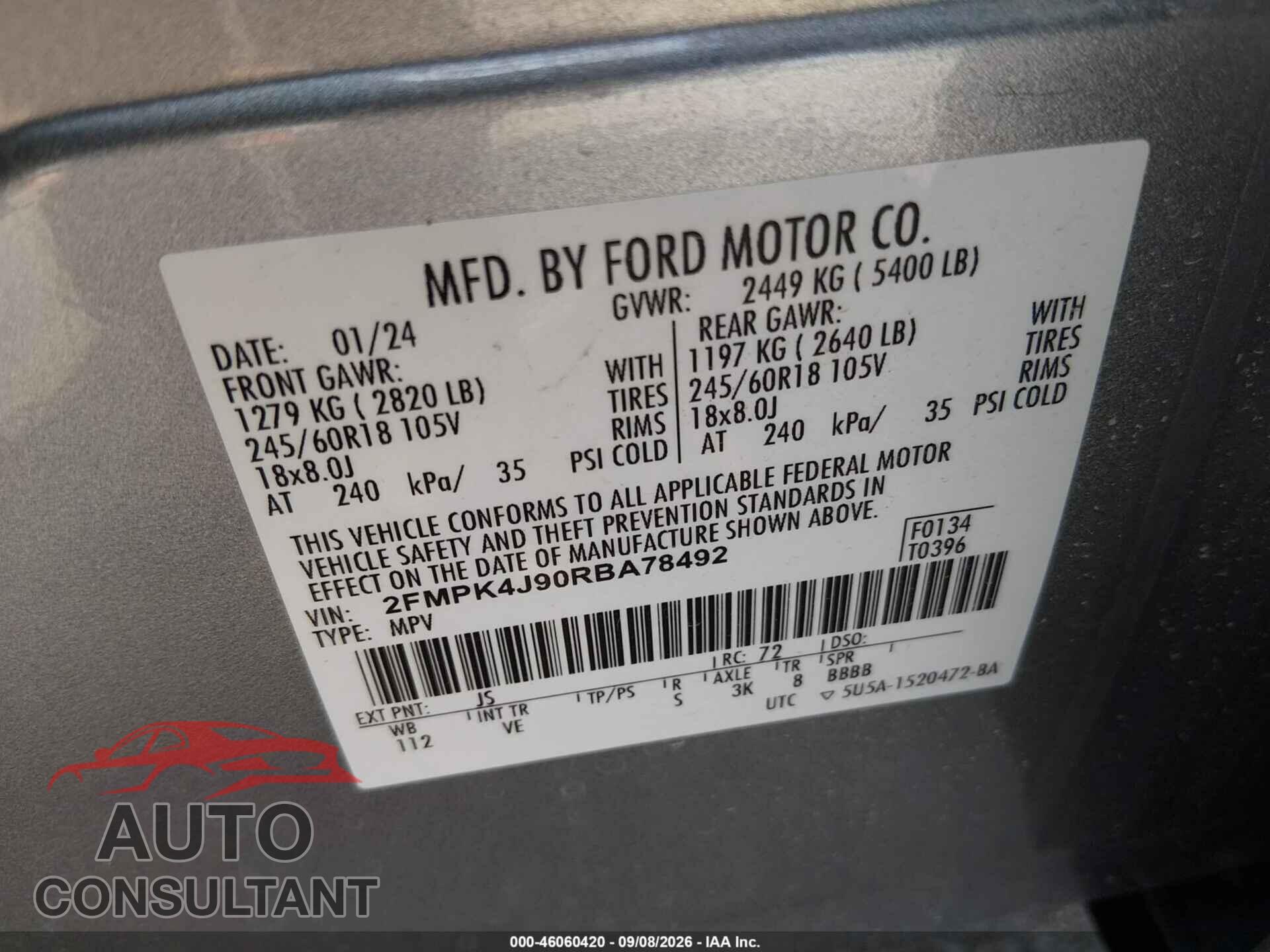 FORD EDGE 2024 - 2FMPK4J90RBA78492
