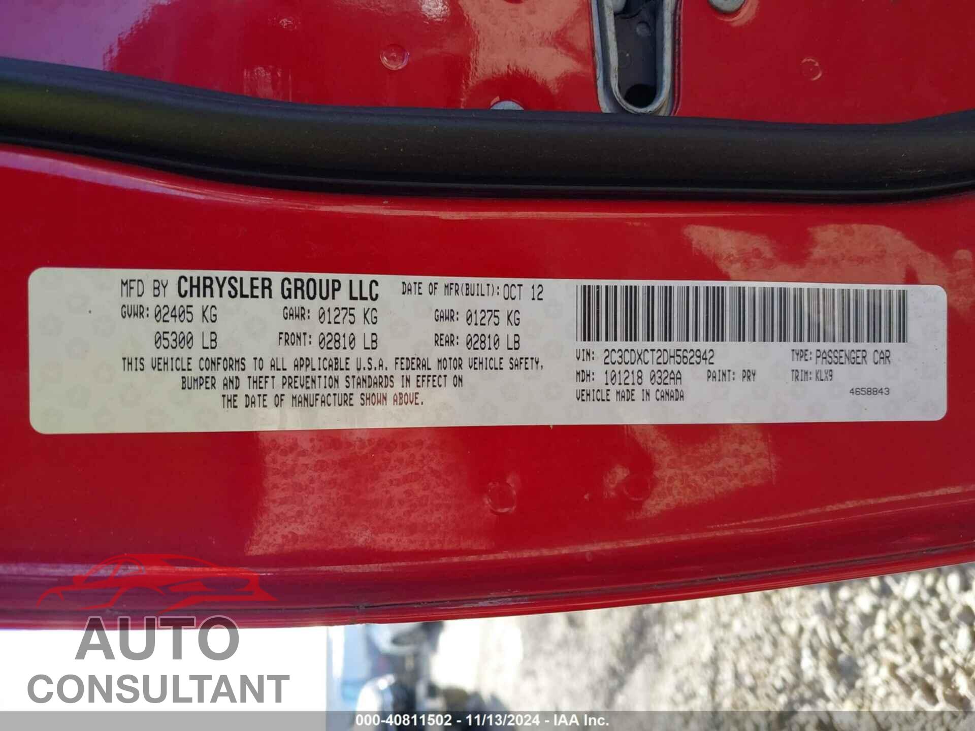 DODGE CHARGER 2013 - 2C3CDXCT2DH562942