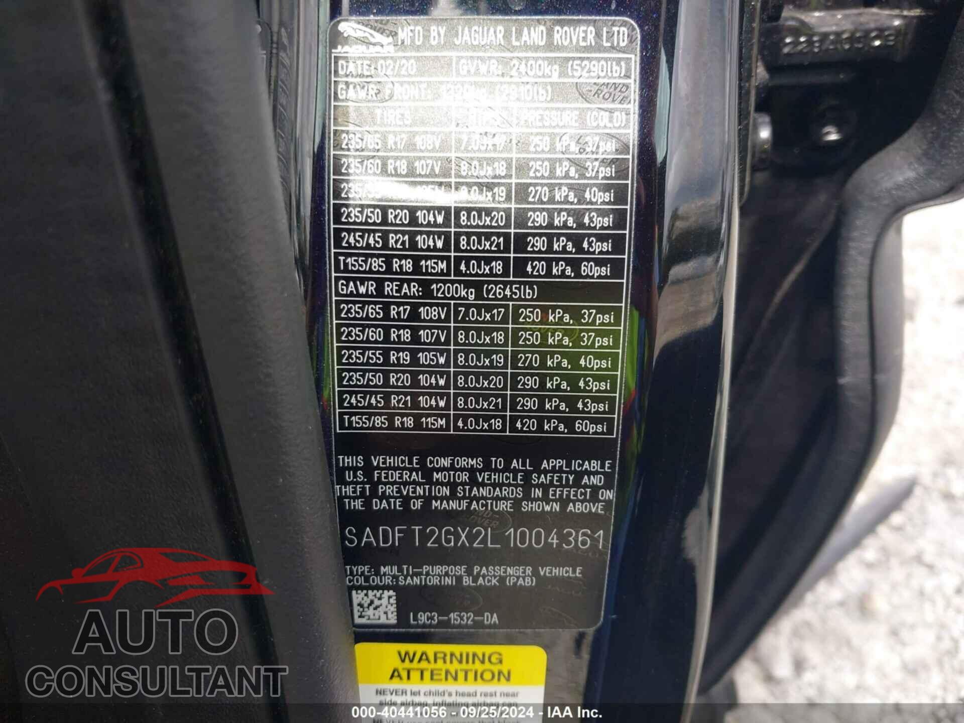 JAGUAR E-PACE 2020 - SADFT2GX2L1004361