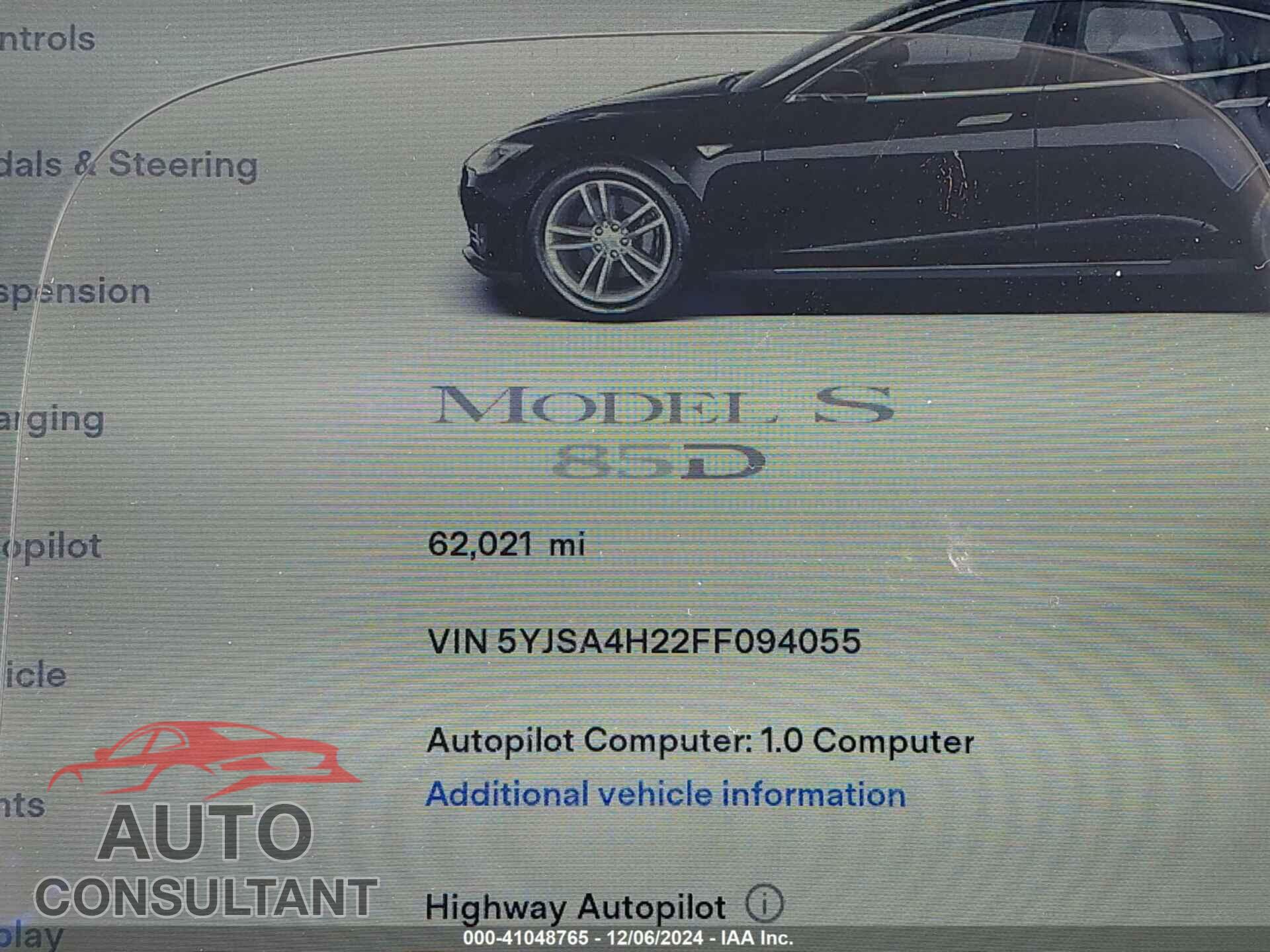 TESLA MODEL S 2015 - 5YJSA4H22FF094055