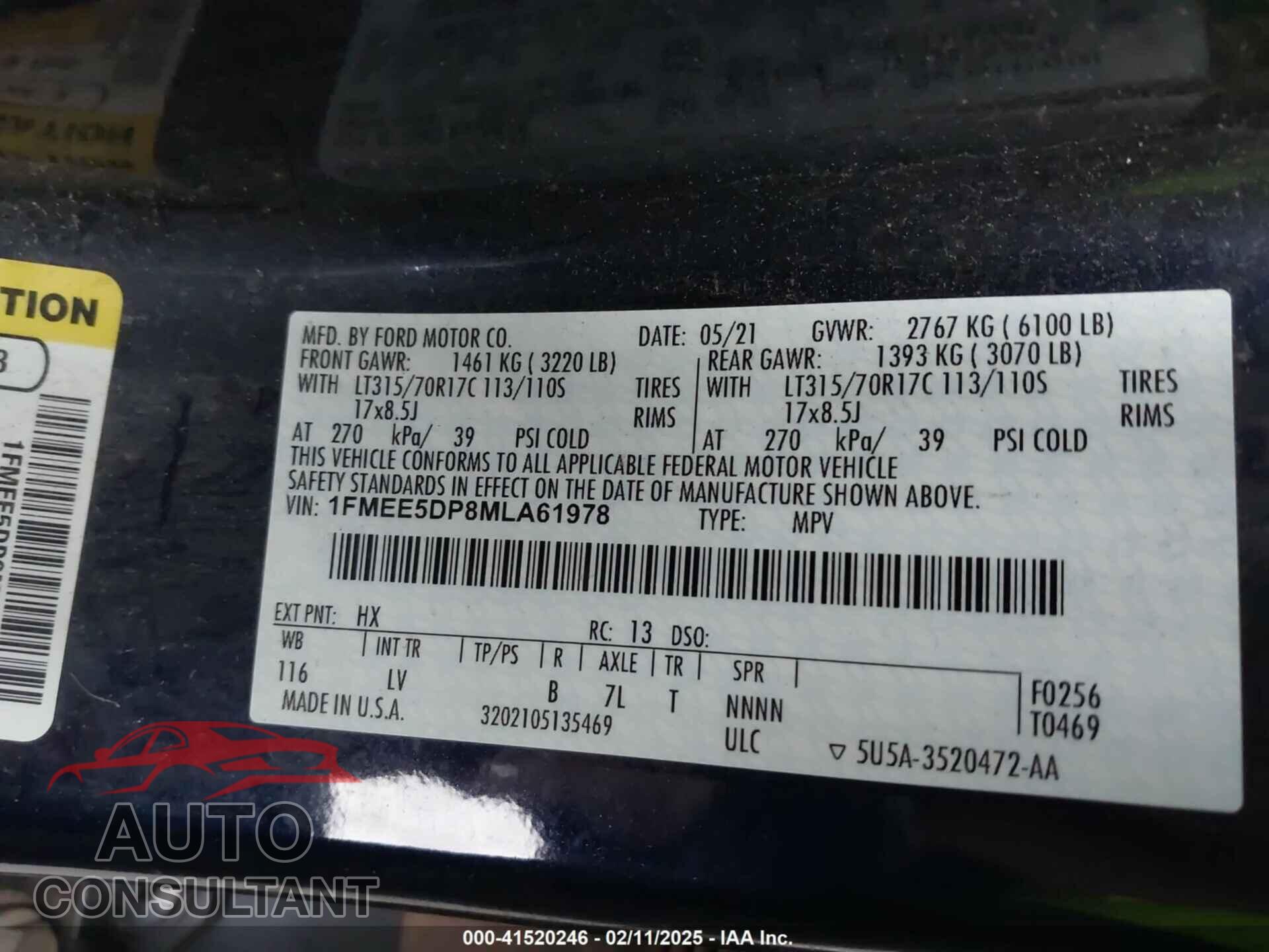 FORD BRONCO 2021 - 1FMEE5DP8MLA61978
