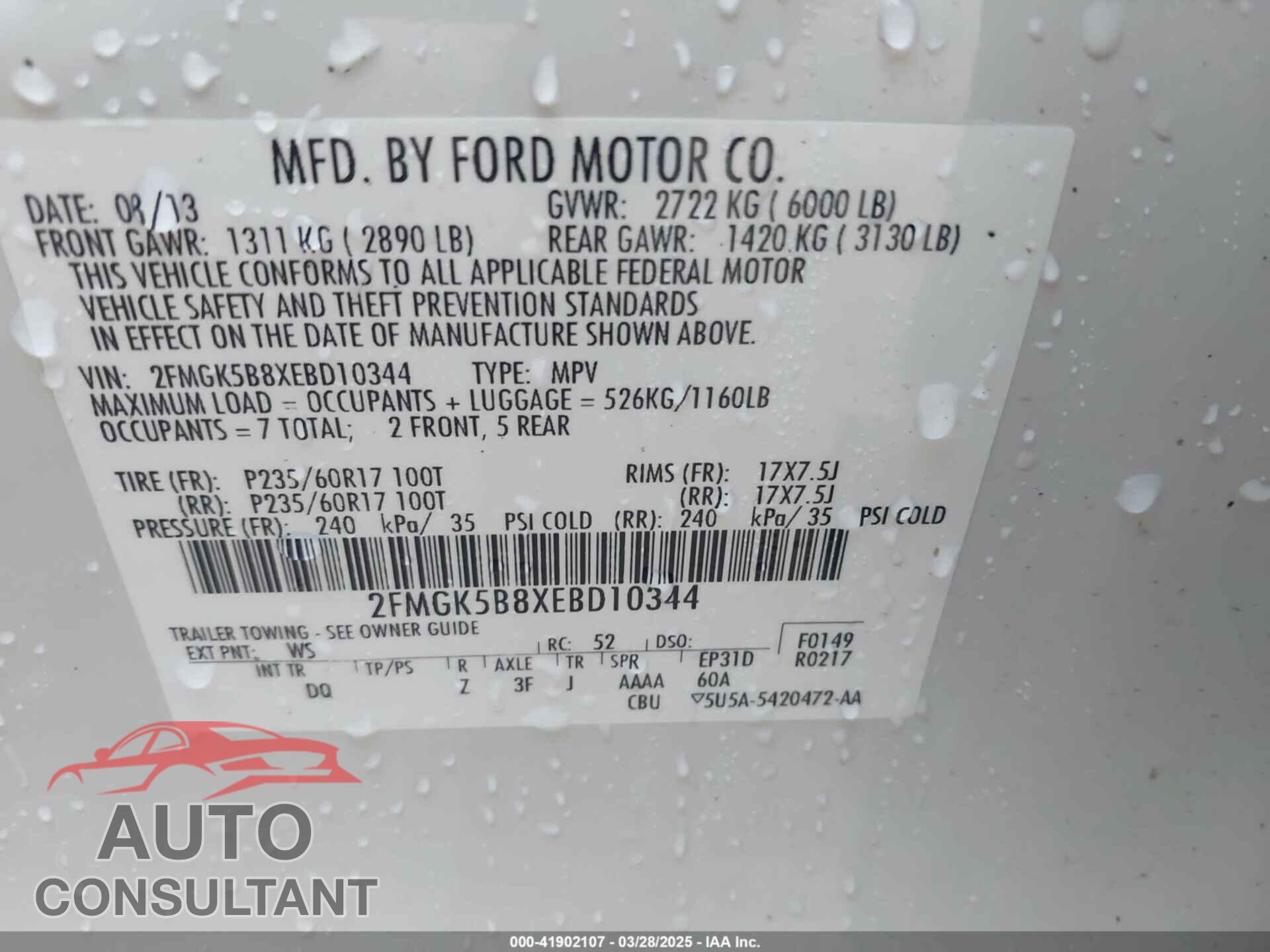 FORD FLEX 2014 - 2FMGK5B8XEBD10344