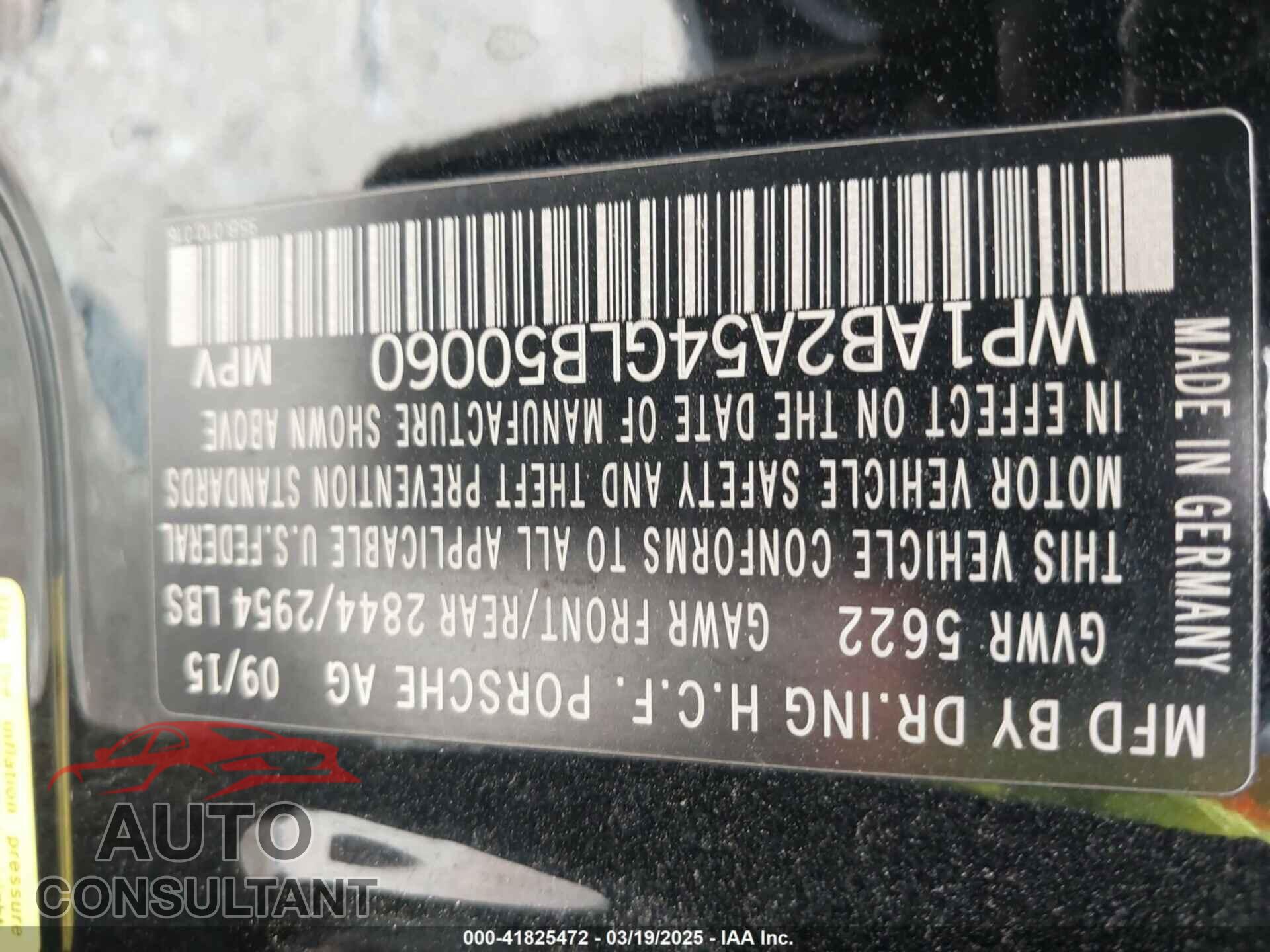 PORSCHE MACAN 2016 - WP1AB2A54GLB50060