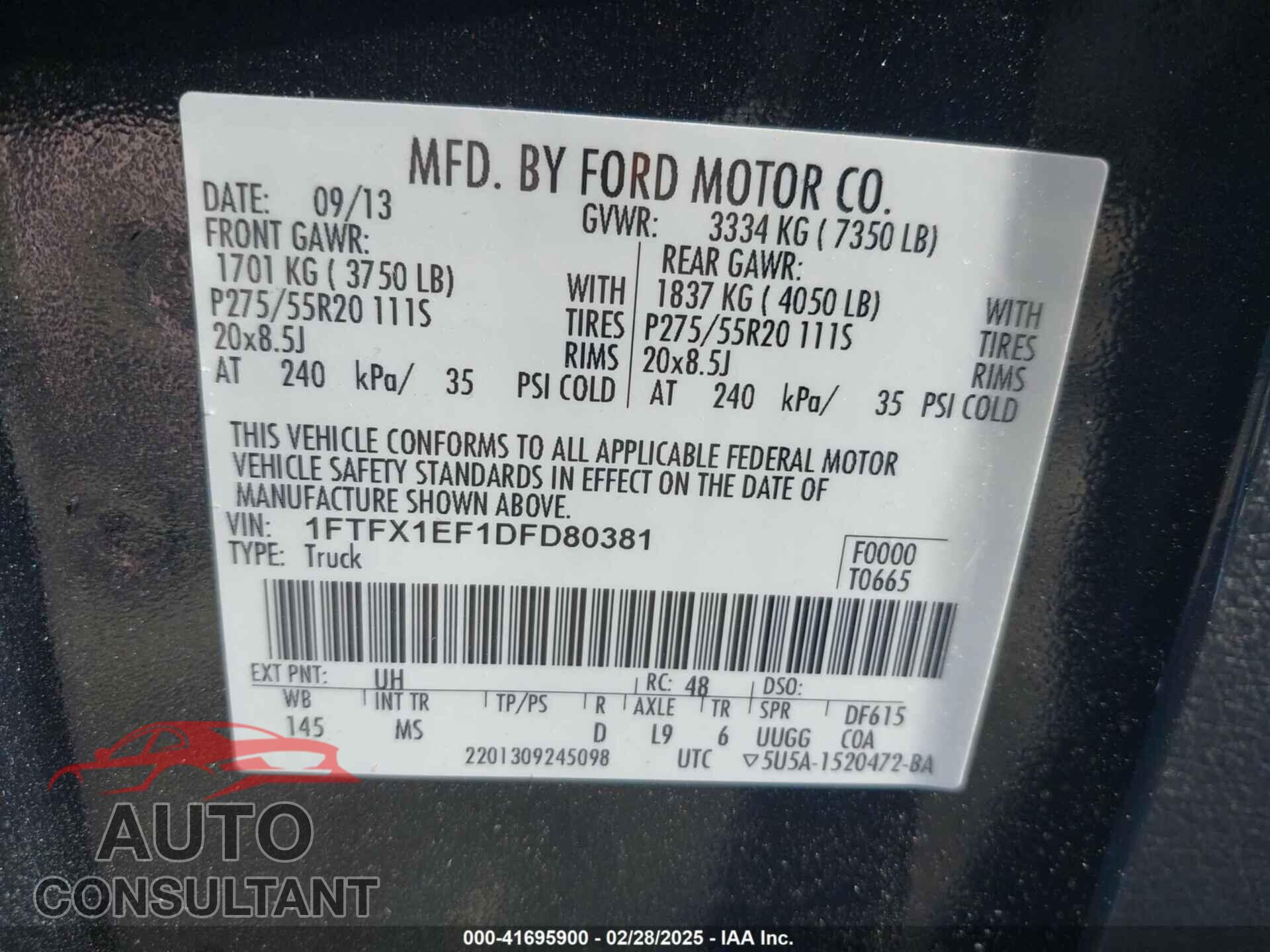 FORD F-150 2013 - 1FTFX1EF1DFD80381